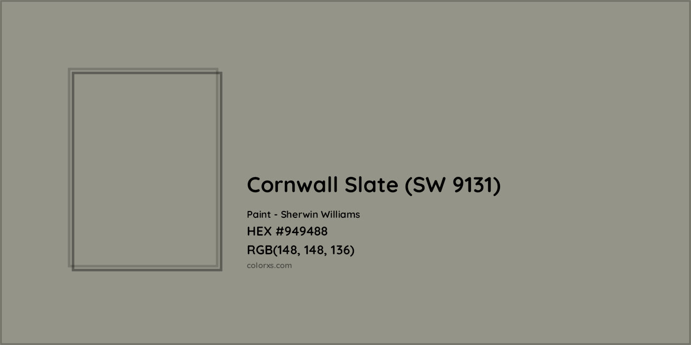 HEX #949488 Cornwall Slate (SW 9131) Paint Sherwin Williams - Color Code