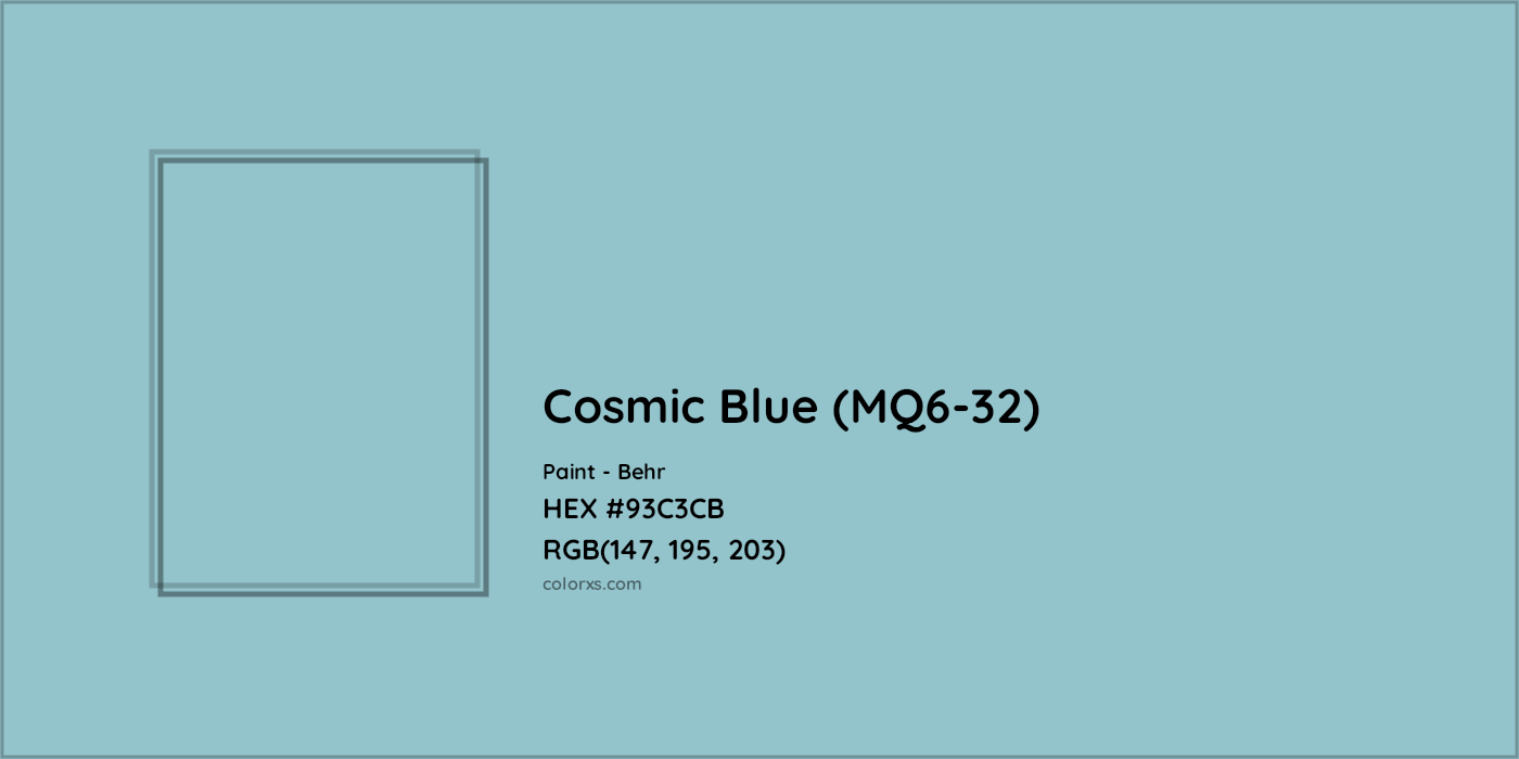 HEX #93C3CB Cosmic Blue (MQ6-32) Paint Behr - Color Code