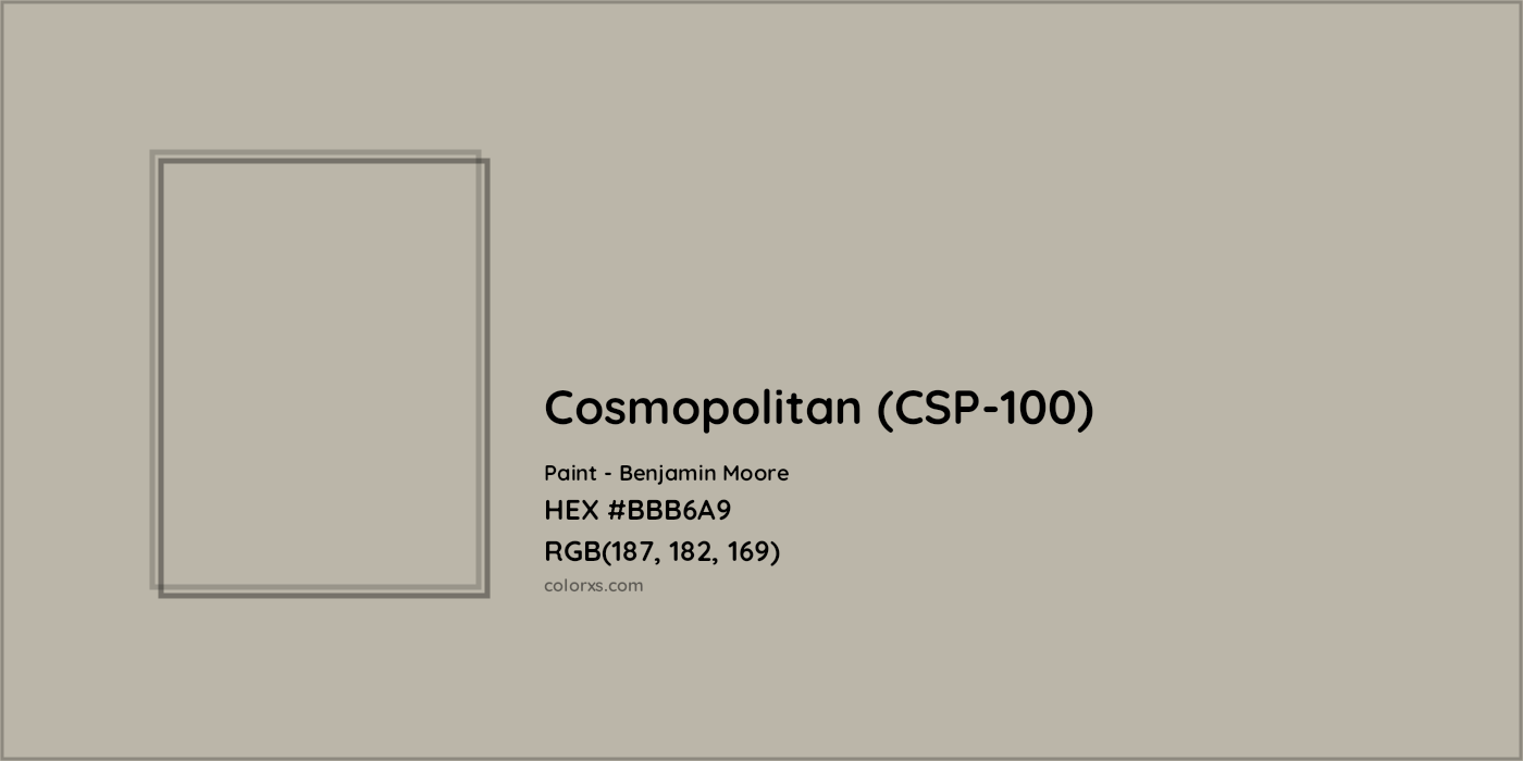HEX #BBB6A9 Cosmopolitan (CSP-100) Paint Benjamin Moore - Color Code