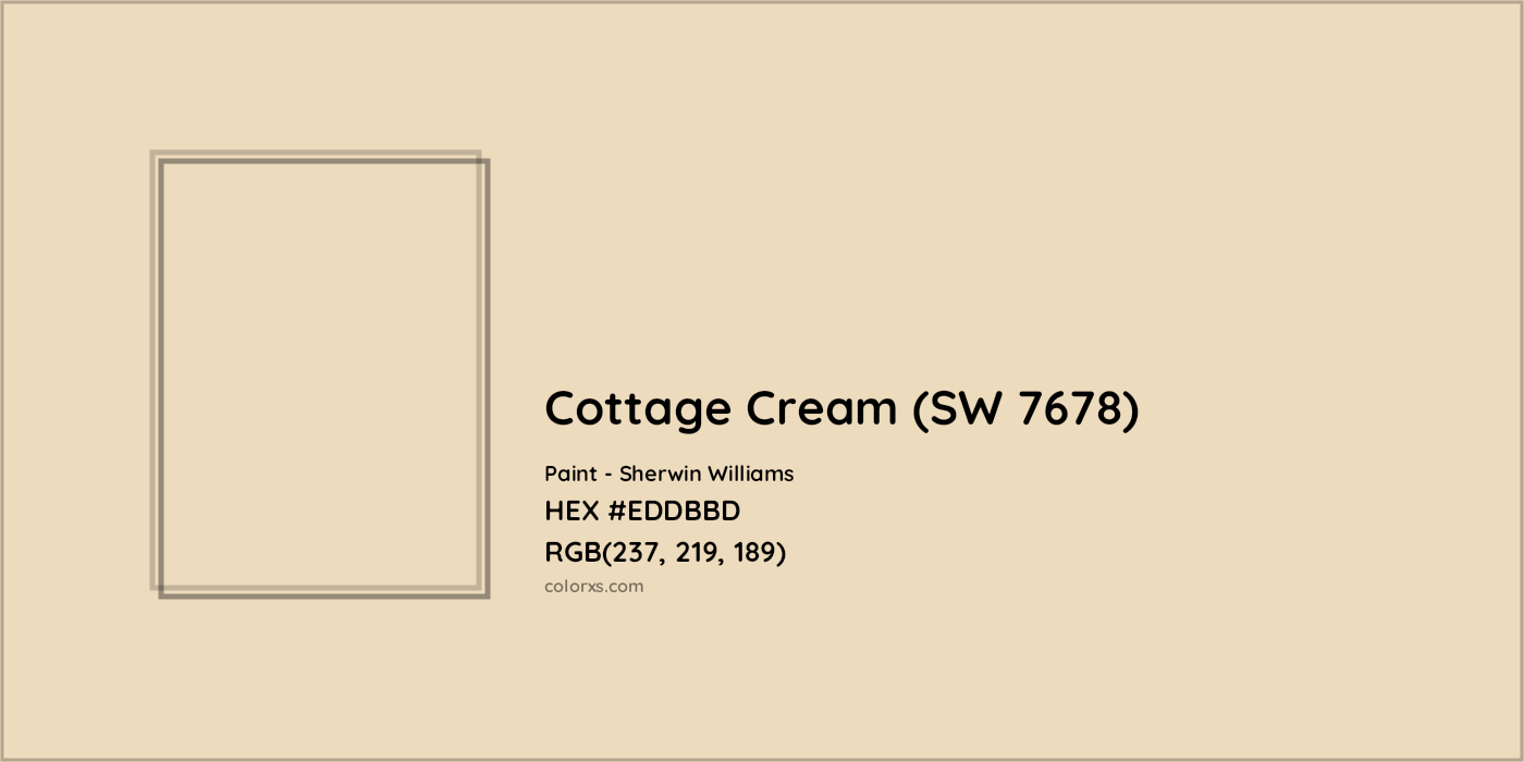 HEX #EDDBBD Cottage Cream (SW 7678) Paint Sherwin Williams - Color Code