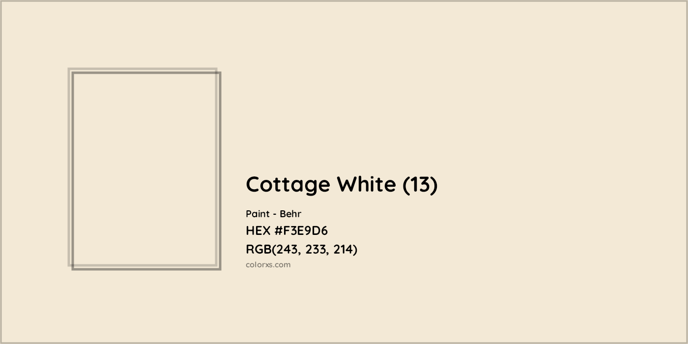 HEX #F3E9D6 Cottage White (13) Paint Behr - Color Code