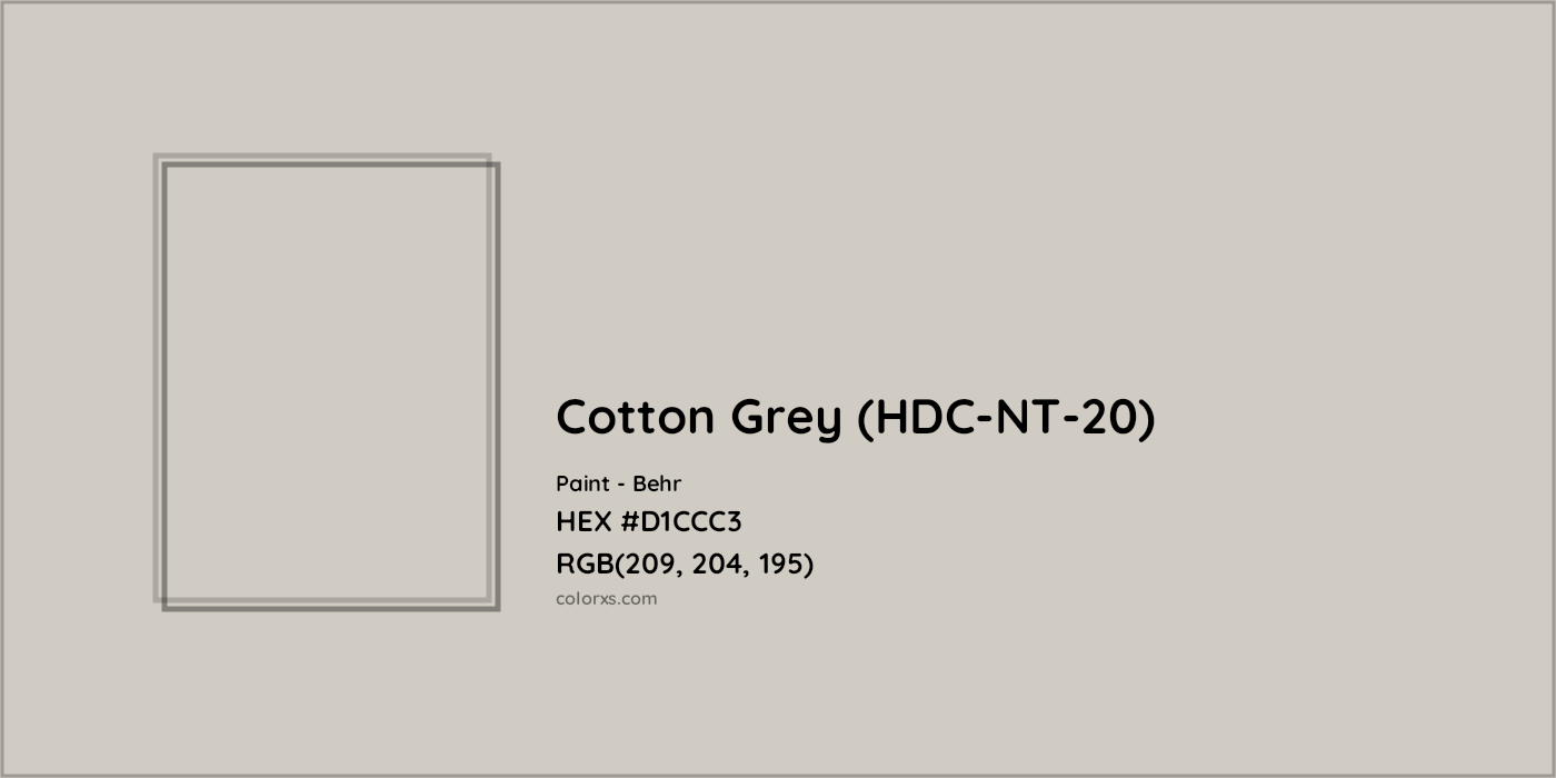 HEX #D1CCC3 Cotton Grey (HDC-NT-20) Paint Behr - Color Code