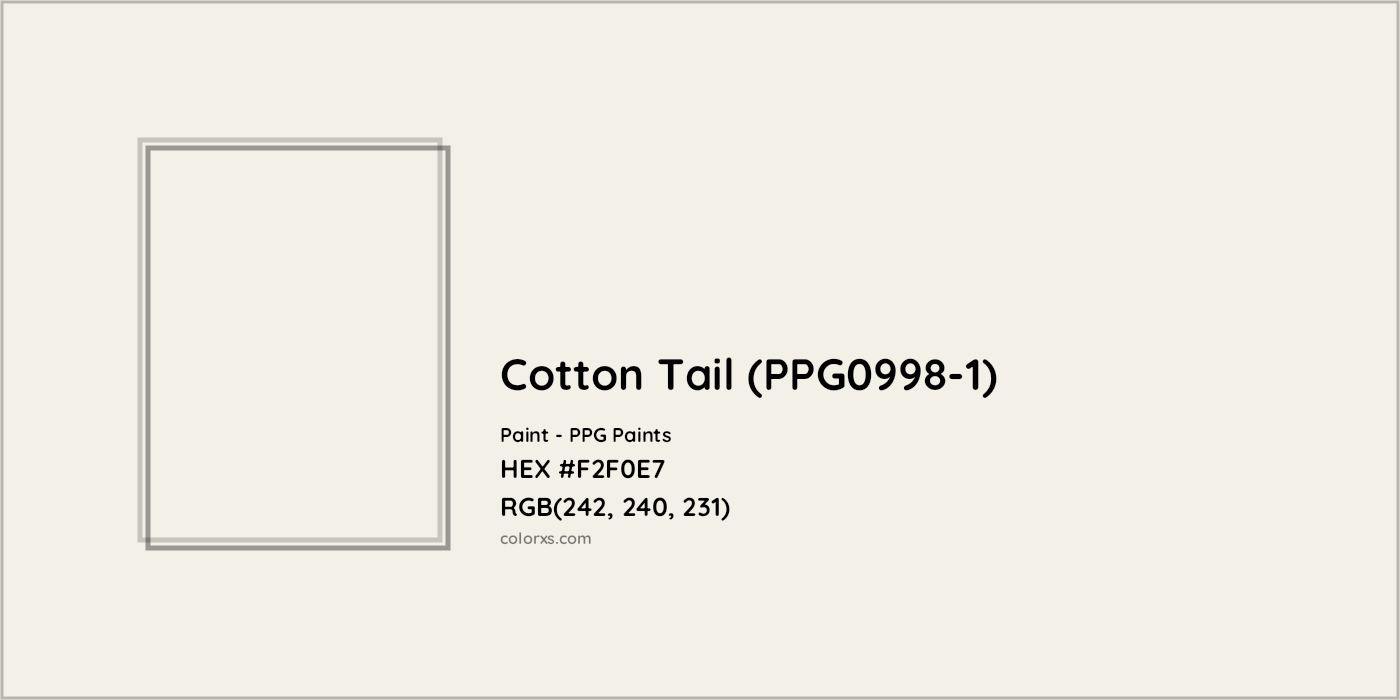 HEX #F2F0E7 Cotton Tail (PPG0998-1) Paint PPG Paints - Color Code