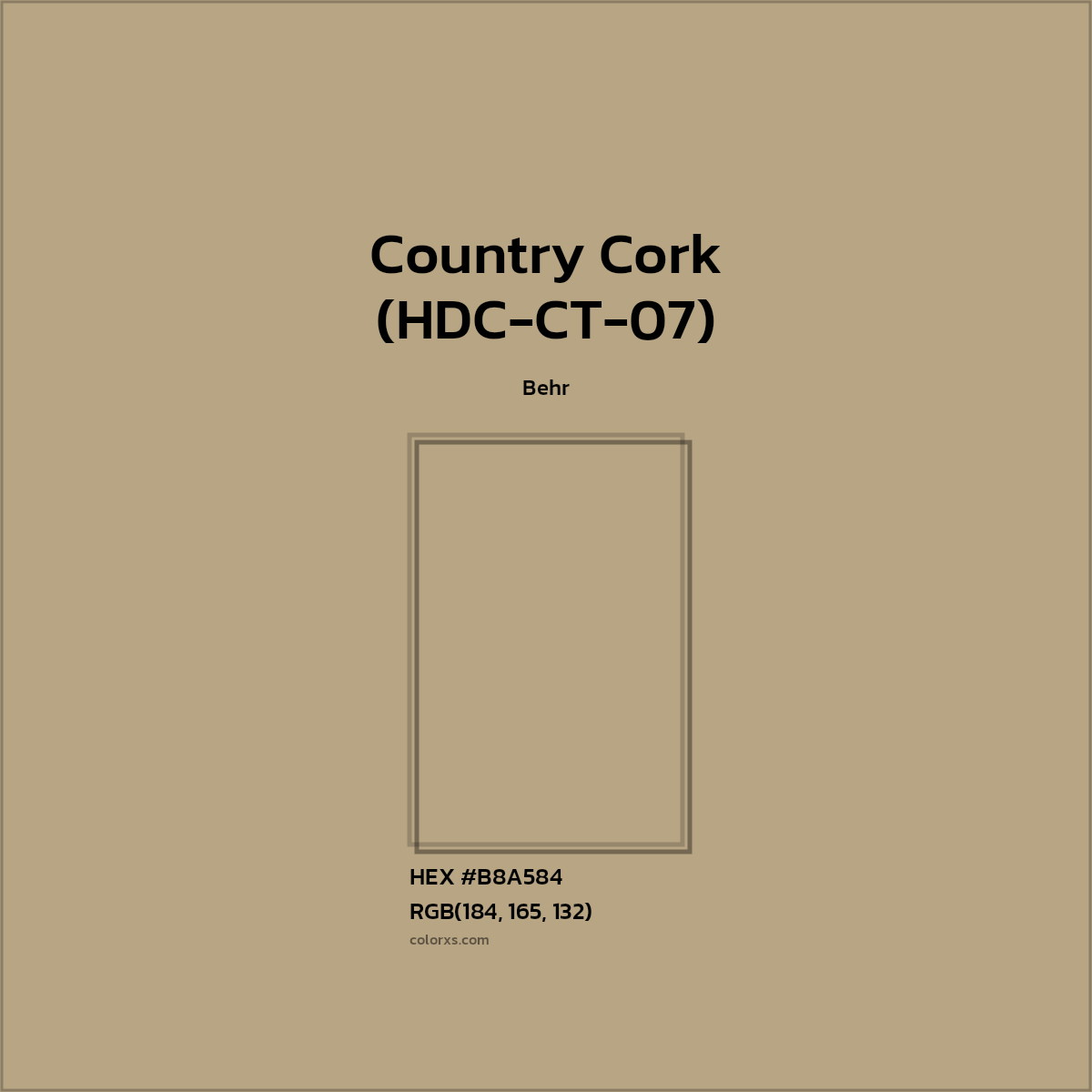 HEX #B8A584 Country Cork (HDC-CT-07) Paint Behr - Color Code