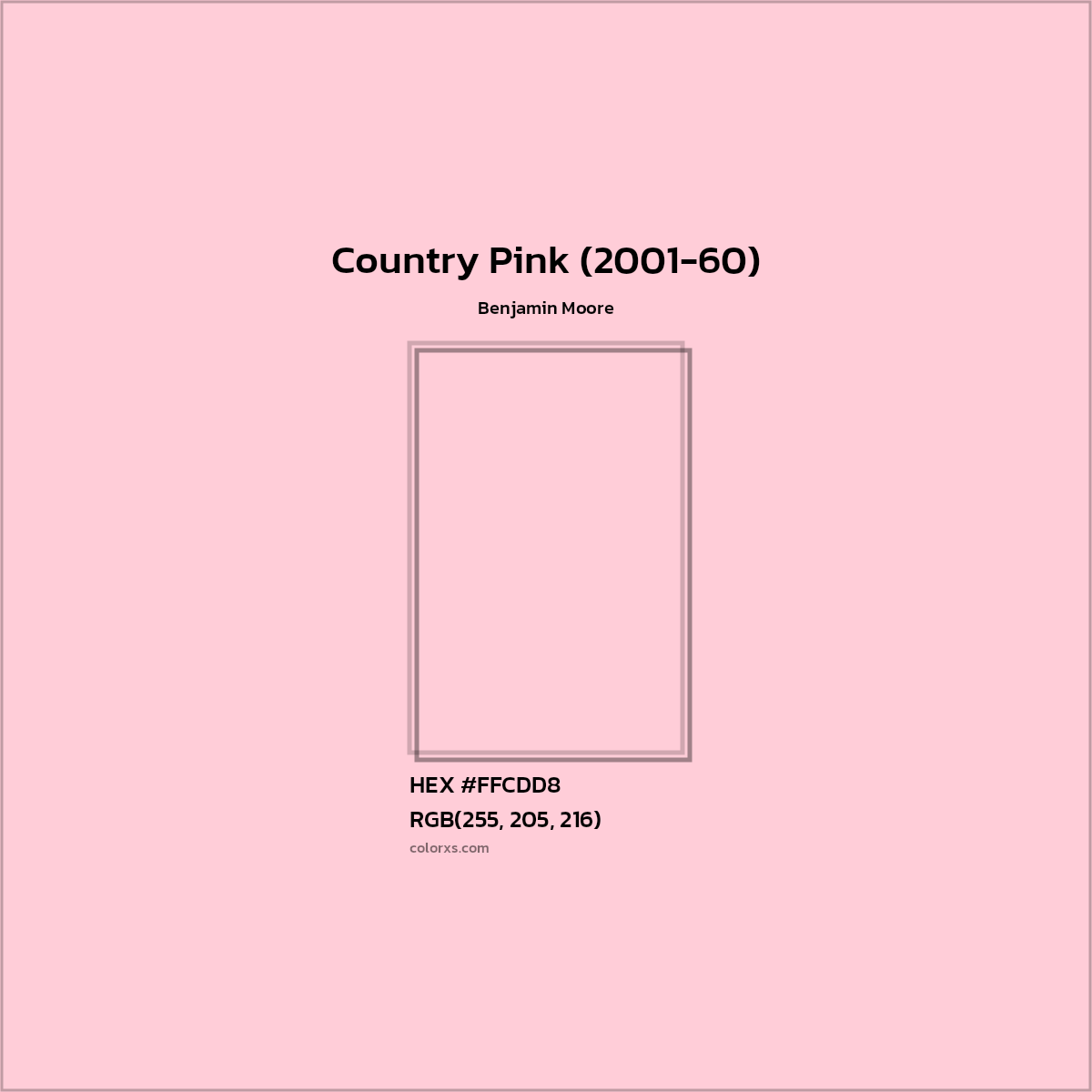 HEX #FFCDD8 Country Pink (2001-60) Paint Benjamin Moore - Color Code