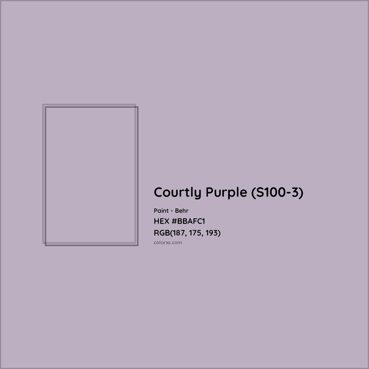 HEX #BBAFC1 Courtly Purple (S100-3) Paint Behr - Color Code