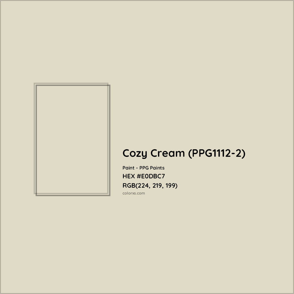 HEX #E0DBC7 Cozy Cream (PPG1112-2) Paint PPG Paints - Color Code