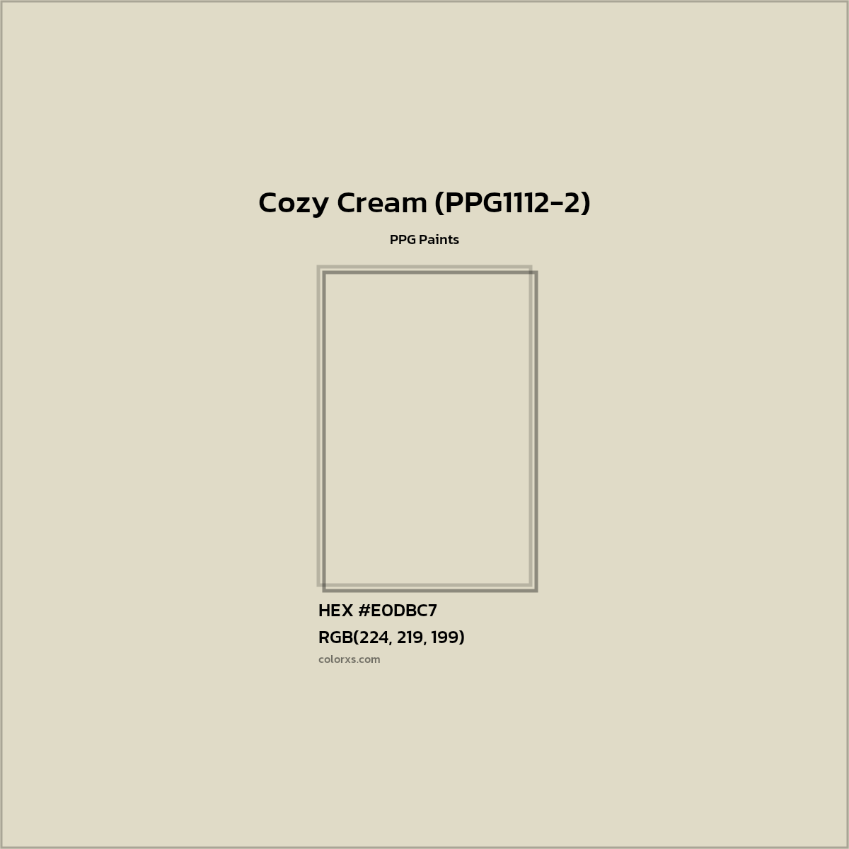 HEX #E0DBC7 Cozy Cream (PPG1112-2) Paint PPG Paints - Color Code