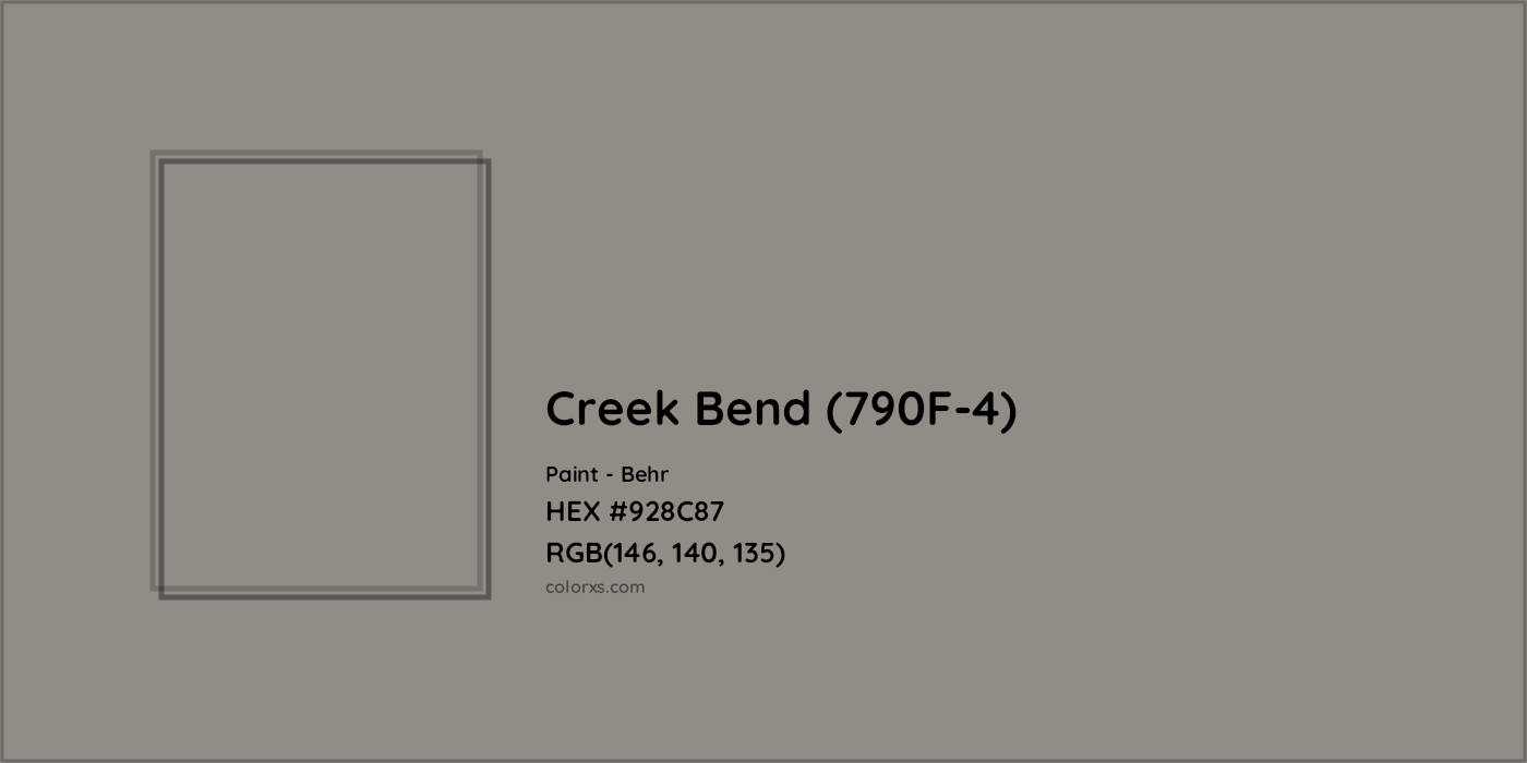 HEX #928C87 Creek Bend (790F-4) Paint Behr - Color Code