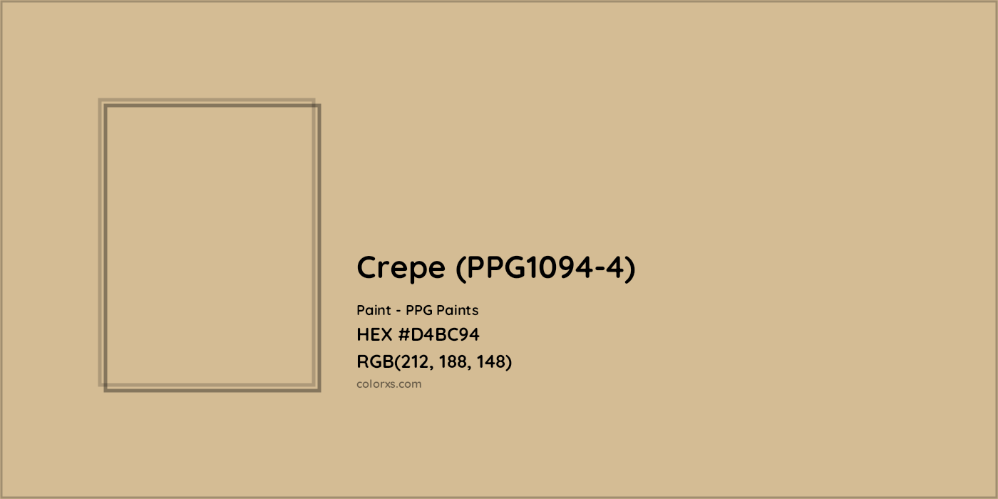 HEX #D4BC94 Crepe (PPG1094-4) Paint PPG Paints - Color Code