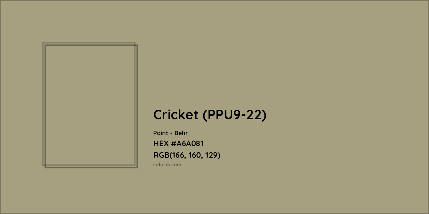 HEX #A6A081 Cricket (PPU9-22) Paint Behr - Color Code