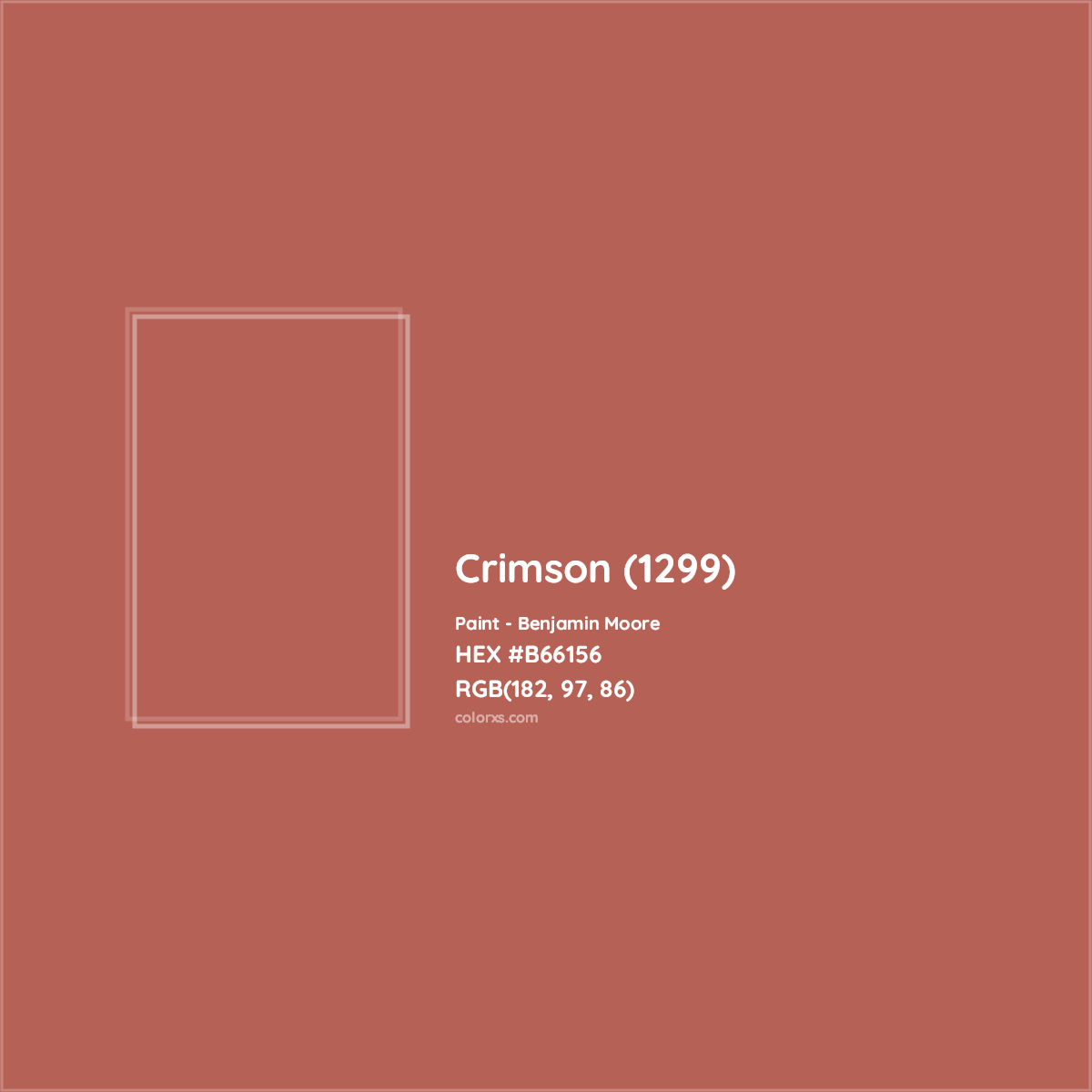 HEX #B66156 Crimson (1299) Paint Benjamin Moore - Color Code