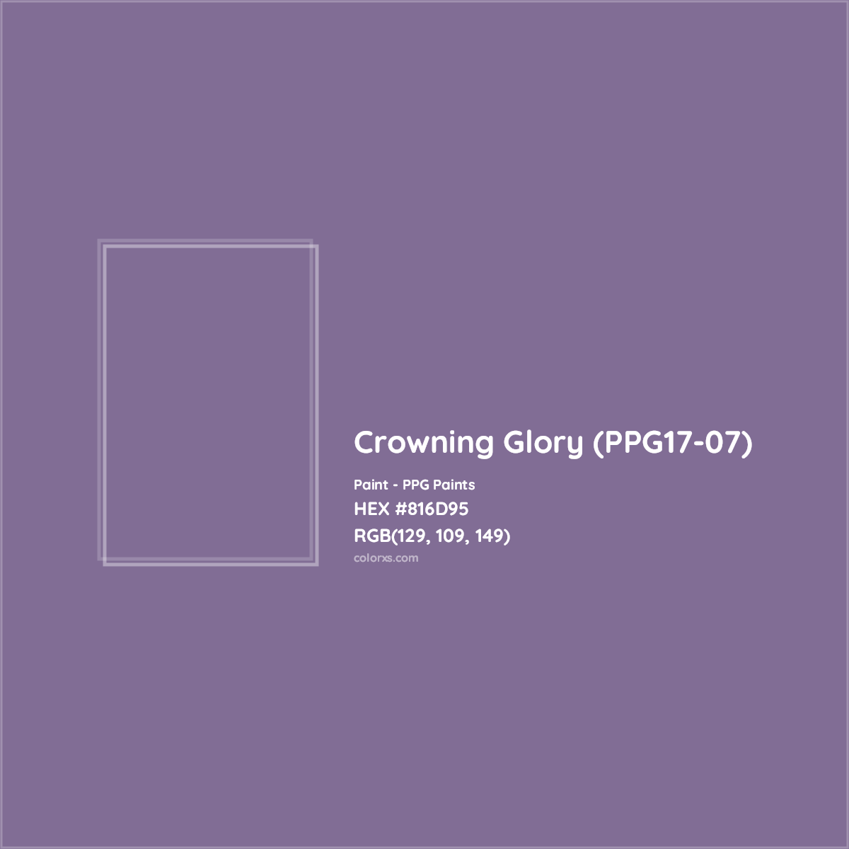 HEX #816D95 Crowning Glory (PPG17-07) Paint PPG Paints - Color Code