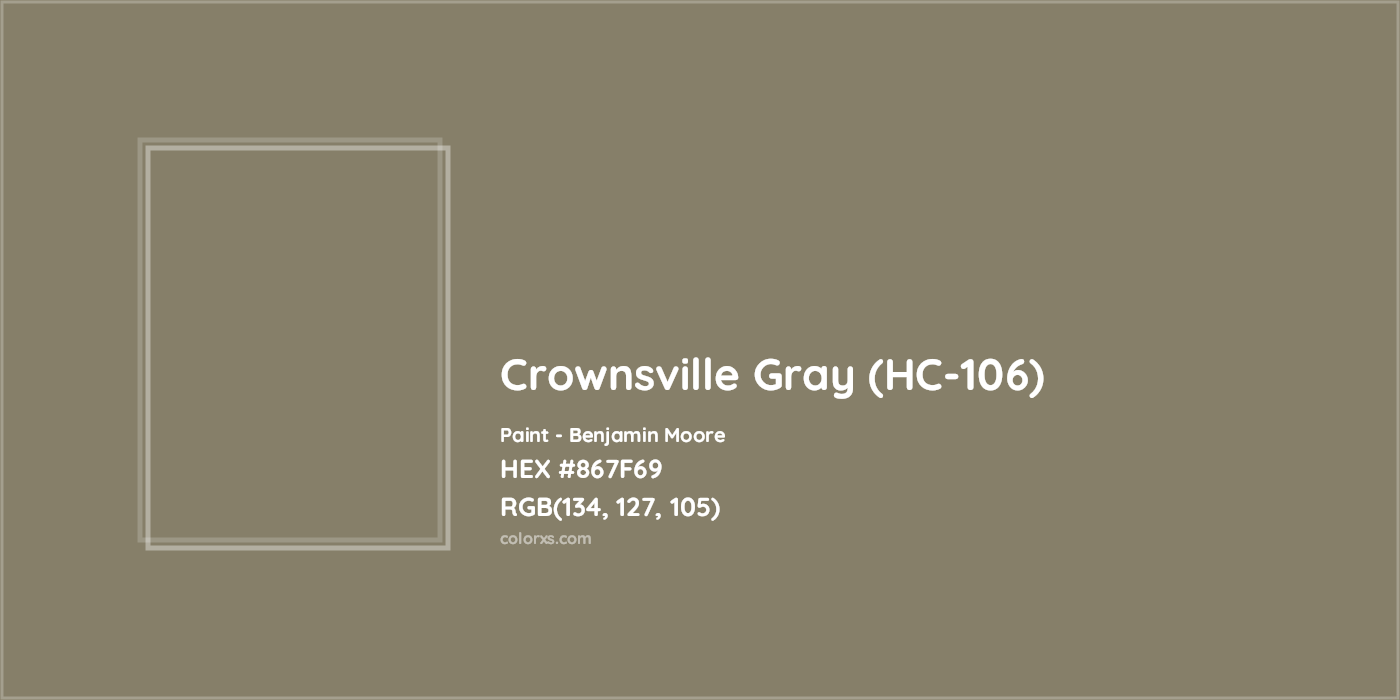 HEX #867F69 Crownsville Gray (HC-106) Paint Benjamin Moore - Color Code