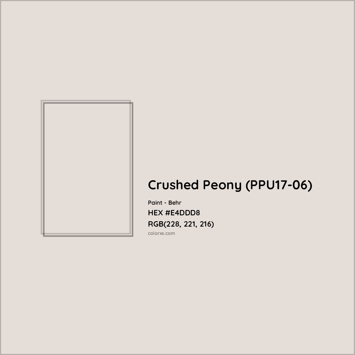 HEX #E4DDD8 Crushed Peony (PPU17-06) Paint Behr - Color Code