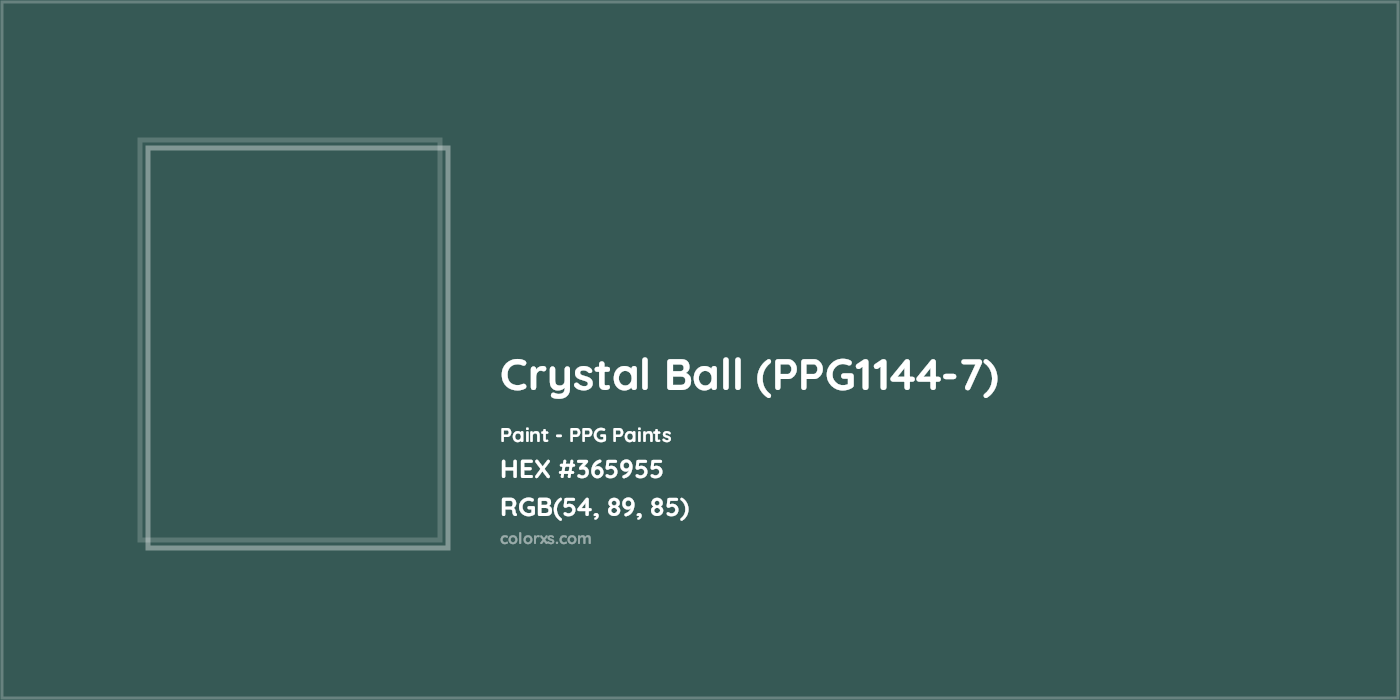 HEX #365955 Crystal Ball (PPG1144-7) Paint PPG Paints - Color Code