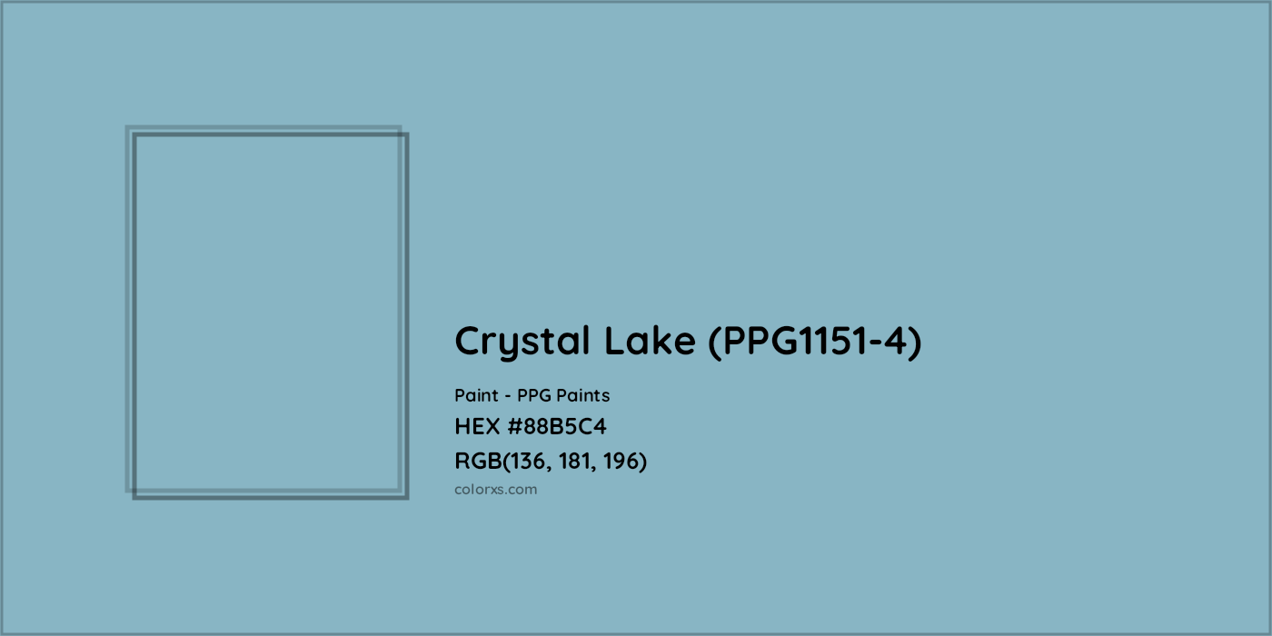 HEX #88B5C4 Crystal Lake (PPG1151-4) Paint PPG Paints - Color Code
