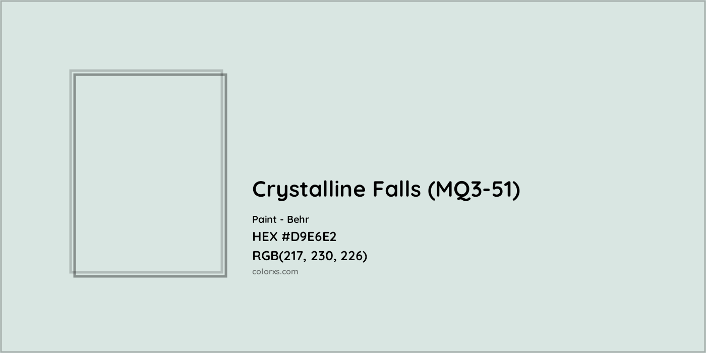 HEX #D9E6E2 Crystalline Falls (MQ3-51) Paint Behr - Color Code