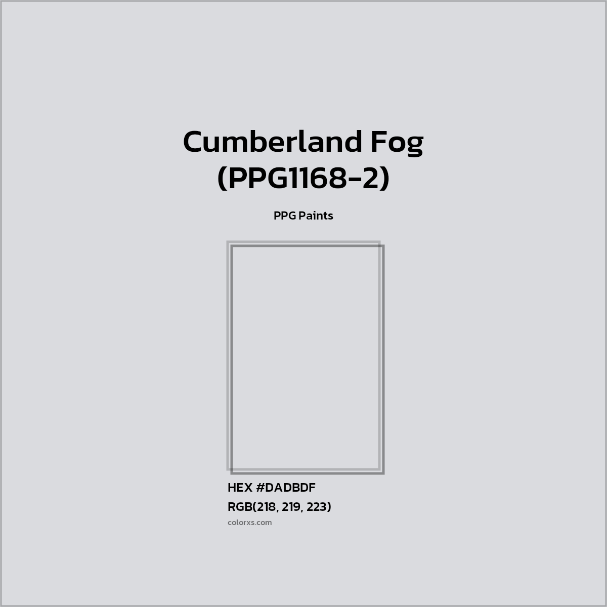 HEX #DADBDF Cumberland Fog (PPG1168-2) Paint PPG Paints - Color Code