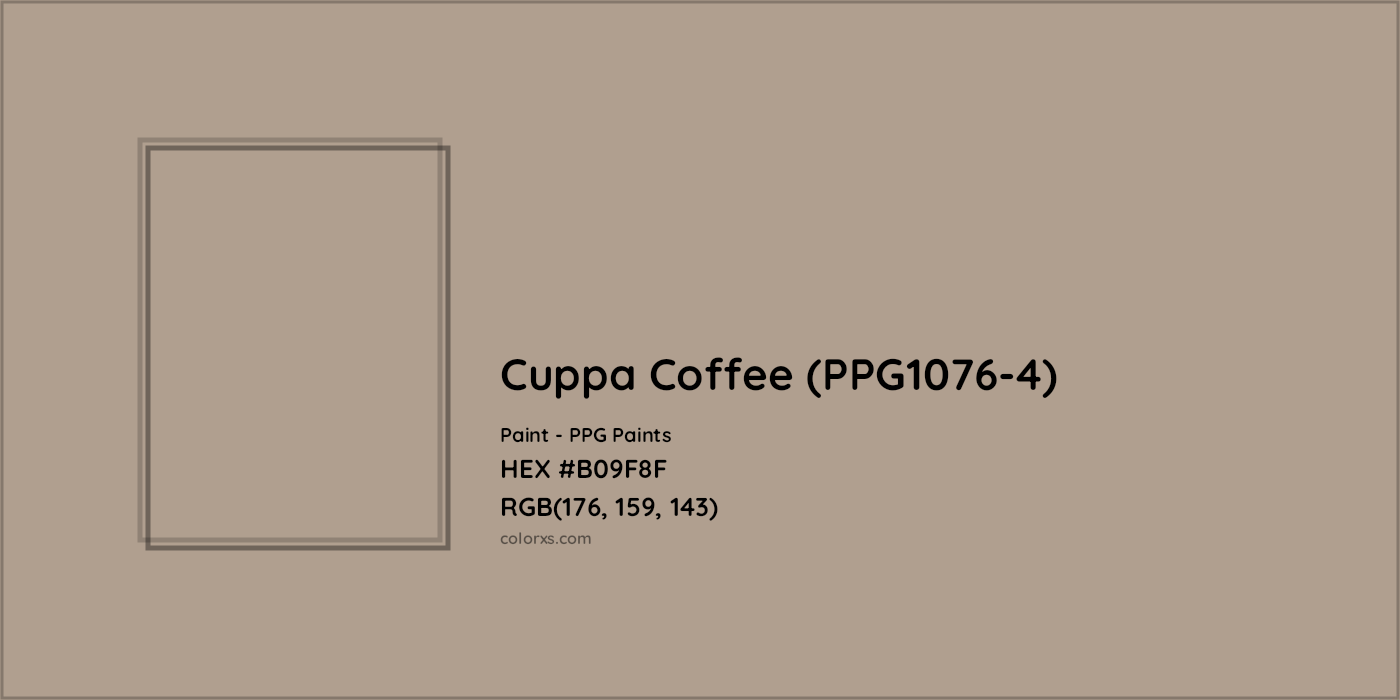 HEX #B09F8F Cuppa Coffee (PPG1076-4) Paint PPG Paints - Color Code