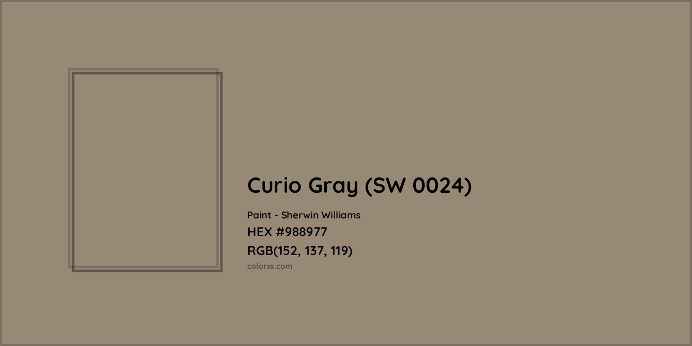 HEX #988977 Curio Gray (SW 0024) Paint Sherwin Williams - Color Code