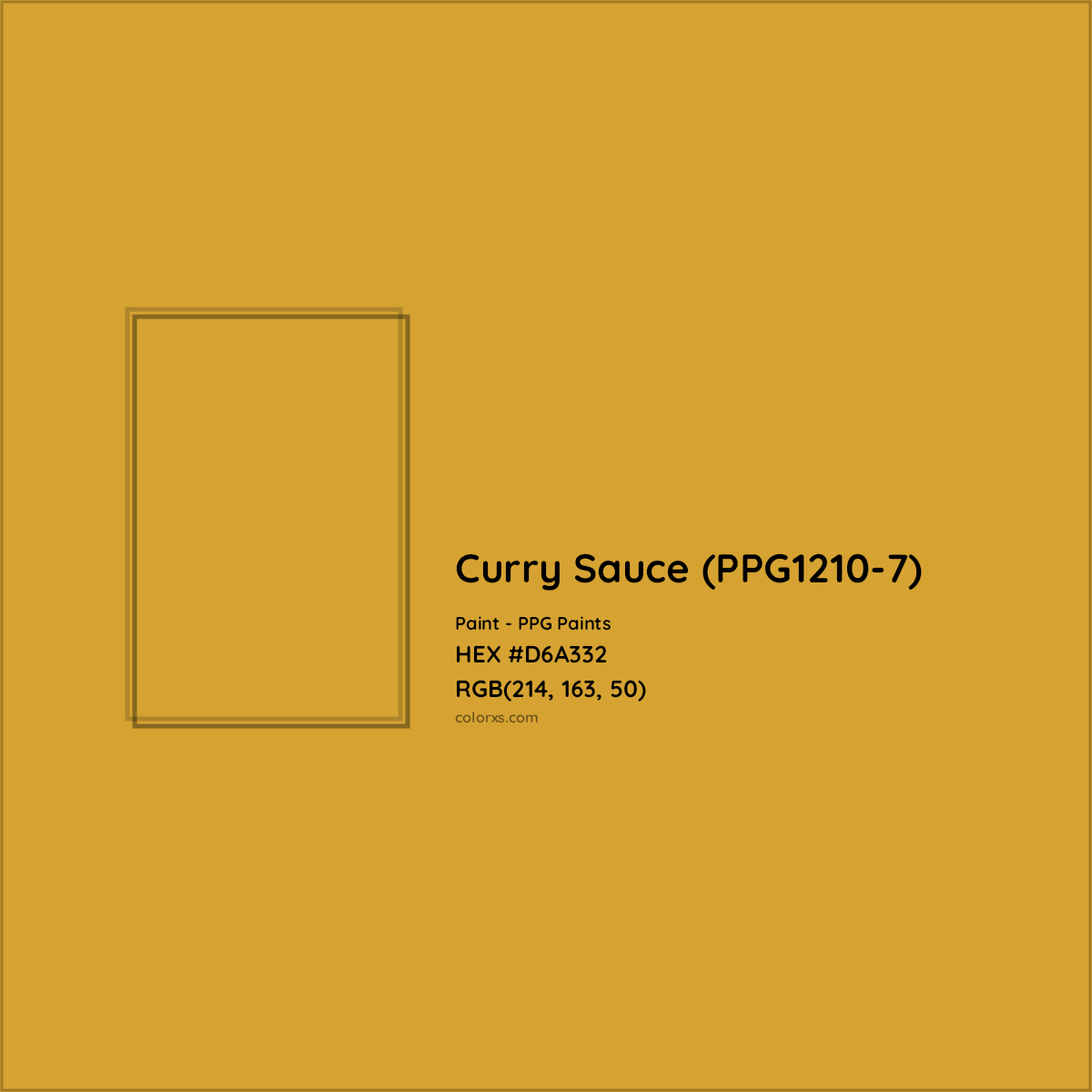 HEX #D6A332 Curry Sauce (PPG1210-7) Paint PPG Paints - Color Code