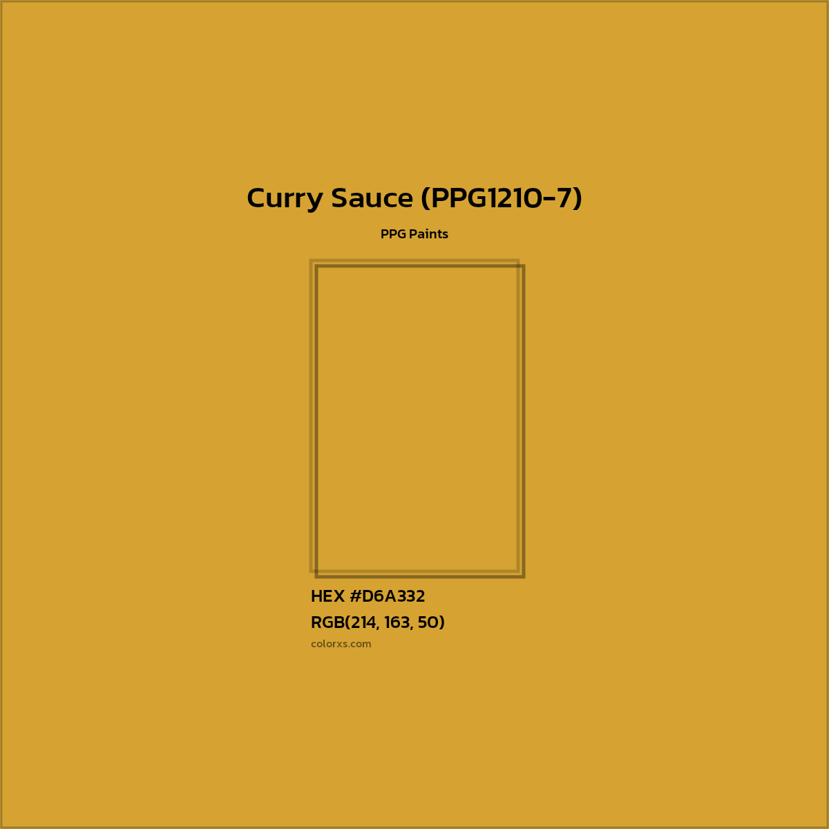 HEX #D6A332 Curry Sauce (PPG1210-7) Paint PPG Paints - Color Code