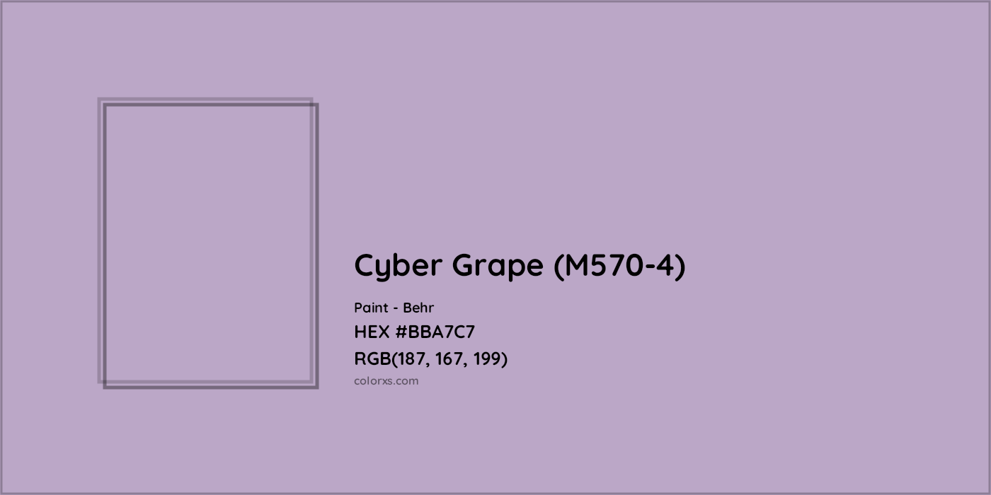 HEX #BBA7C7 Cyber Grape (M570-4) Paint Behr - Color Code