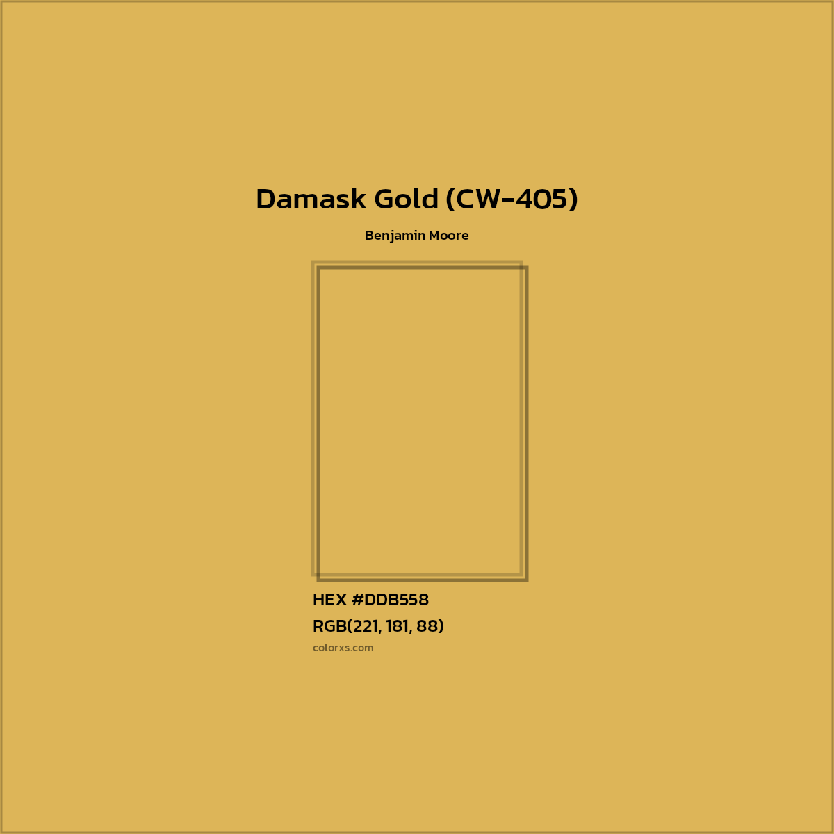 HEX #DDB558 Damask Gold (CW-405) Paint Benjamin Moore - Color Code