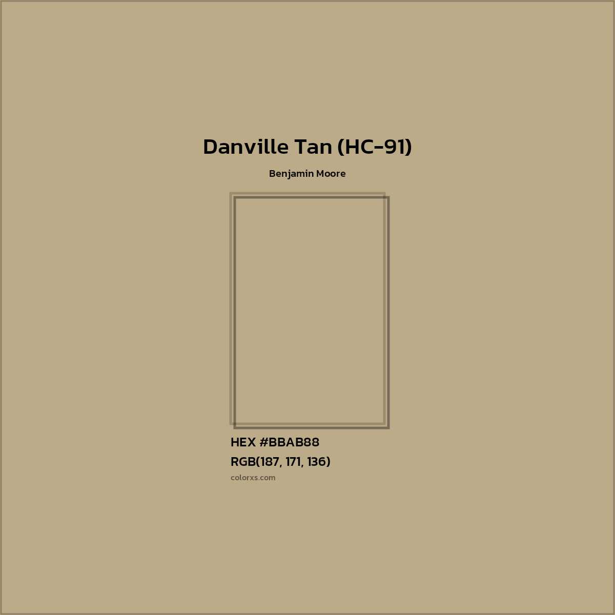 HEX #BBAB88 Danville Tan (HC-91) Paint Benjamin Moore - Color Code