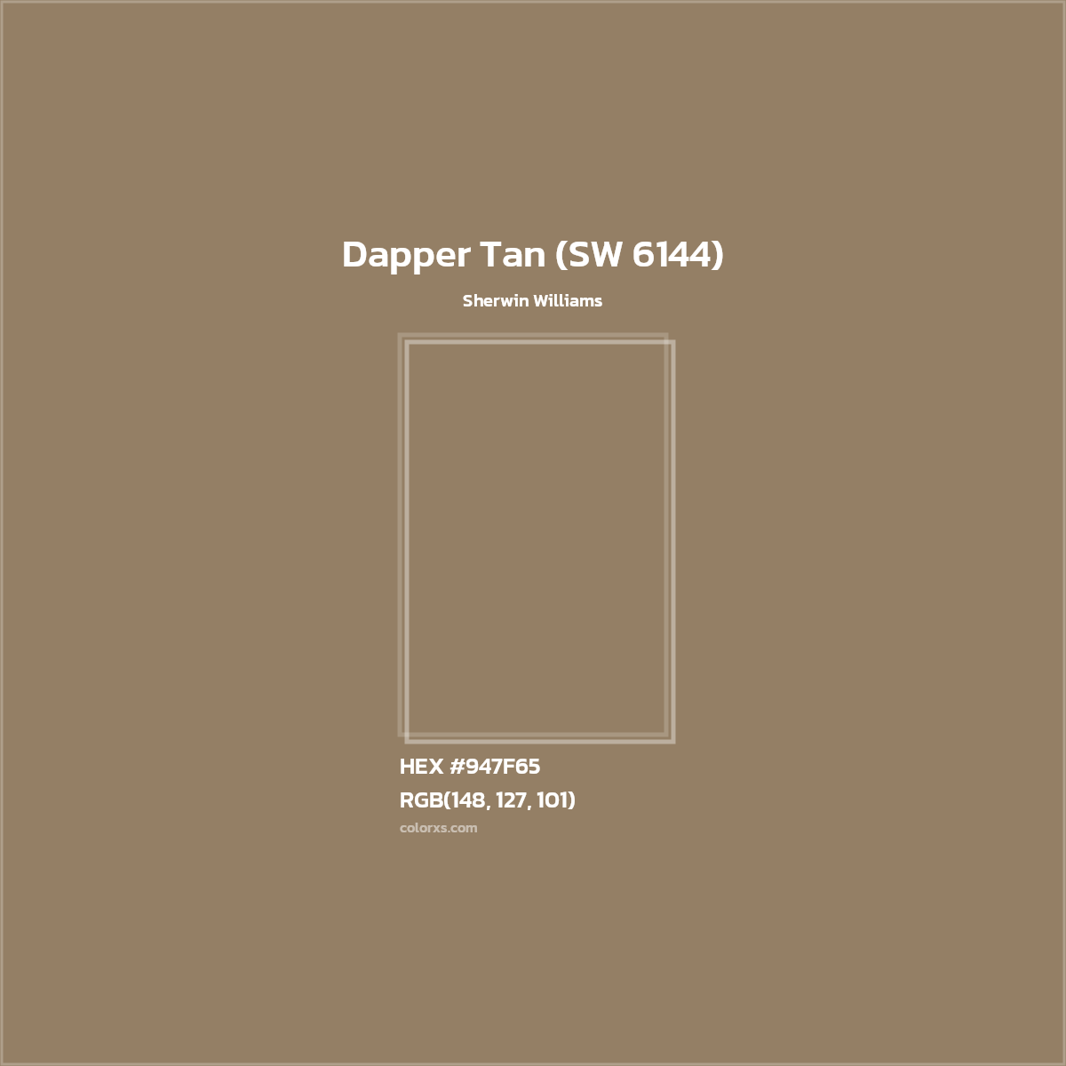 HEX #947F65 Dapper Tan (SW 6144) Paint Sherwin Williams - Color Code