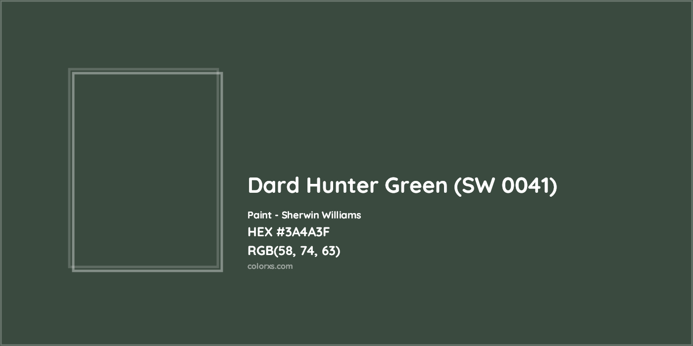 HEX #3A4A3F Dard Hunter Green (SW 0041) Paint Sherwin Williams - Color Code