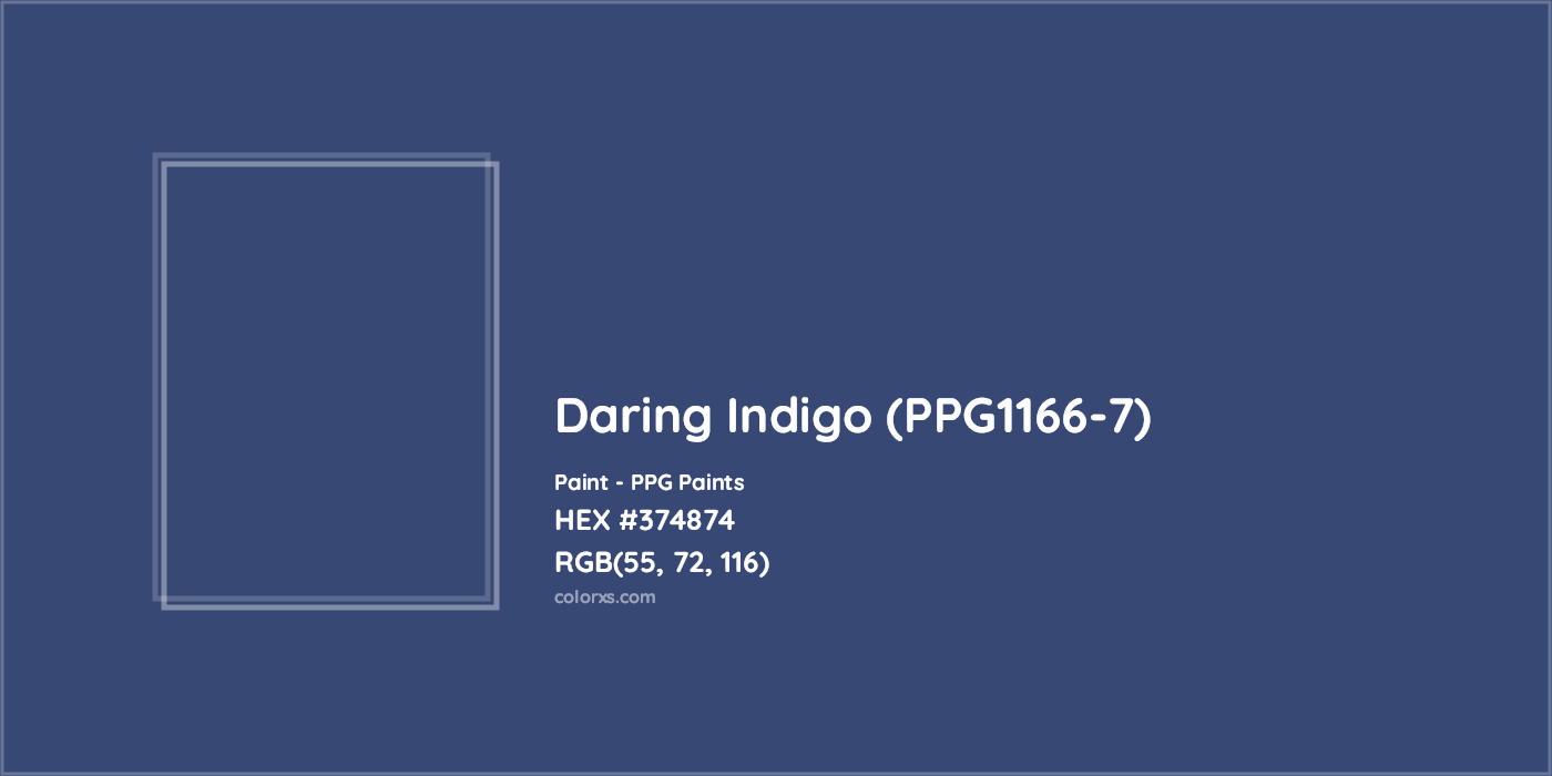 HEX #374874 Daring Indigo (PPG1166-7) Paint PPG Paints - Color Code