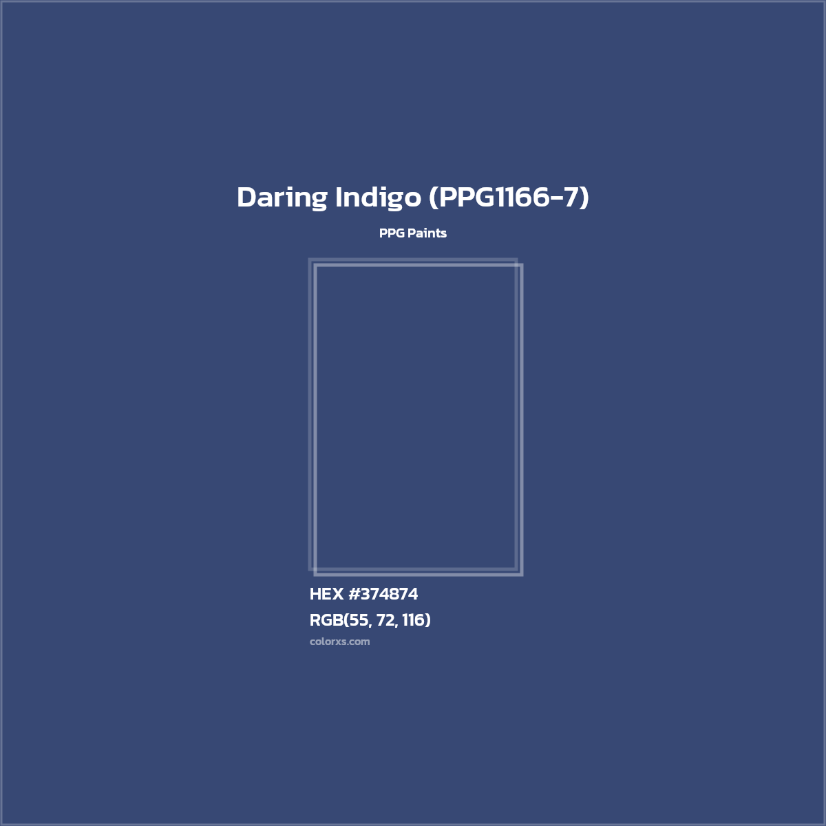 HEX #374874 Daring Indigo (PPG1166-7) Paint PPG Paints - Color Code