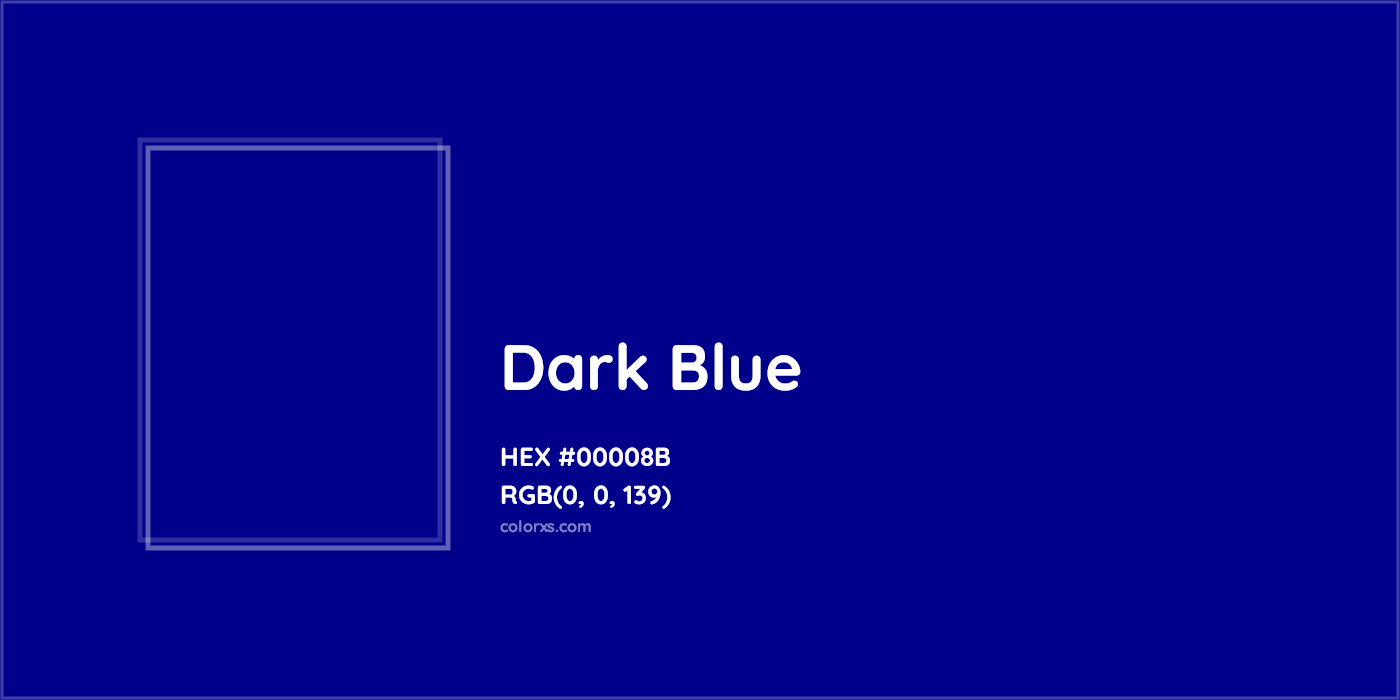 HEX #00008B Dark Blue Color - Color Code