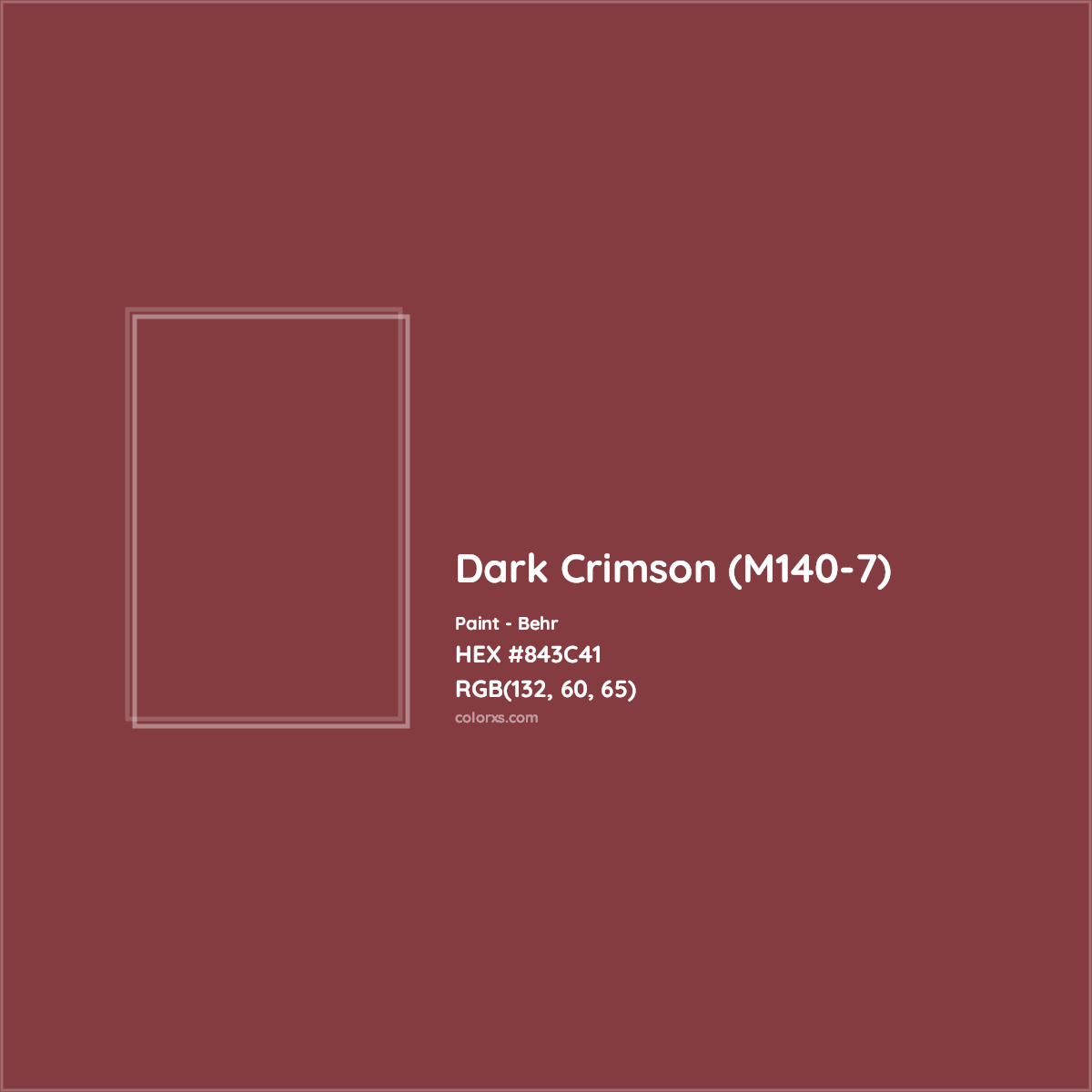 HEX #843C41 Dark Crimson (M140-7) Paint Behr - Color Code