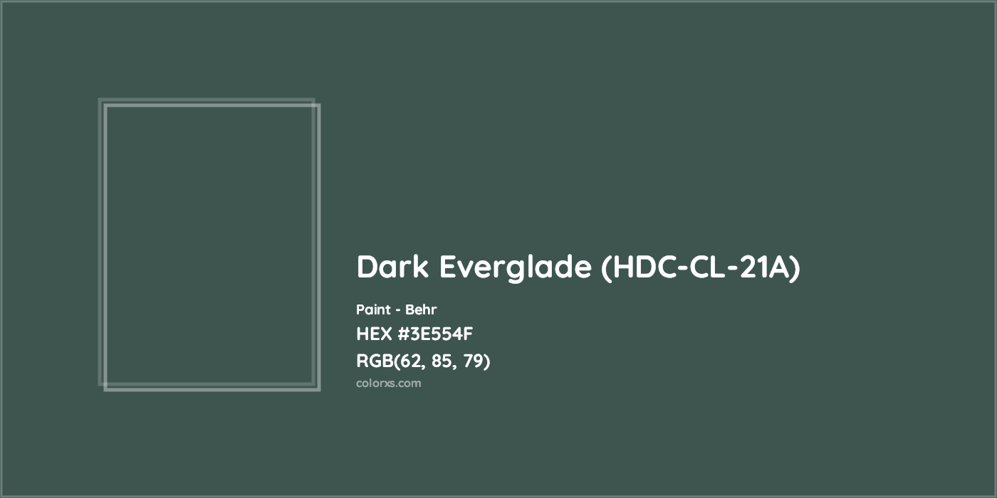 HEX #3E554F Dark Everglade (HDC-CL-21A) Paint Behr - Color Code