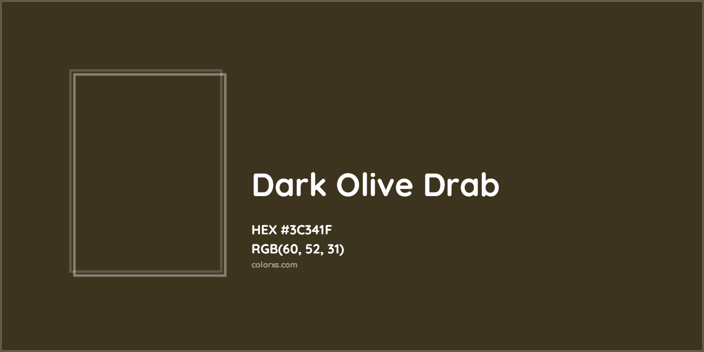 HEX #3C341F Dark Olive Drab Color - Color Code