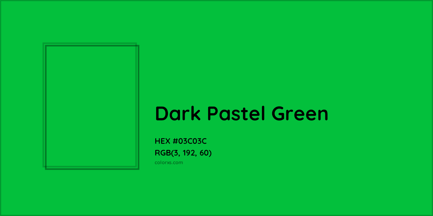 HEX #03C03C Dark Pastel Green Color - Color Code