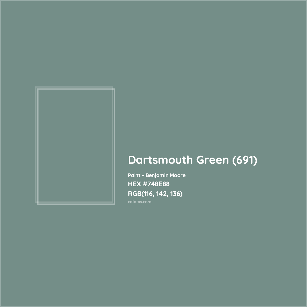 HEX #748E88 Dartsmouth Green (691) Paint Benjamin Moore - Color Code