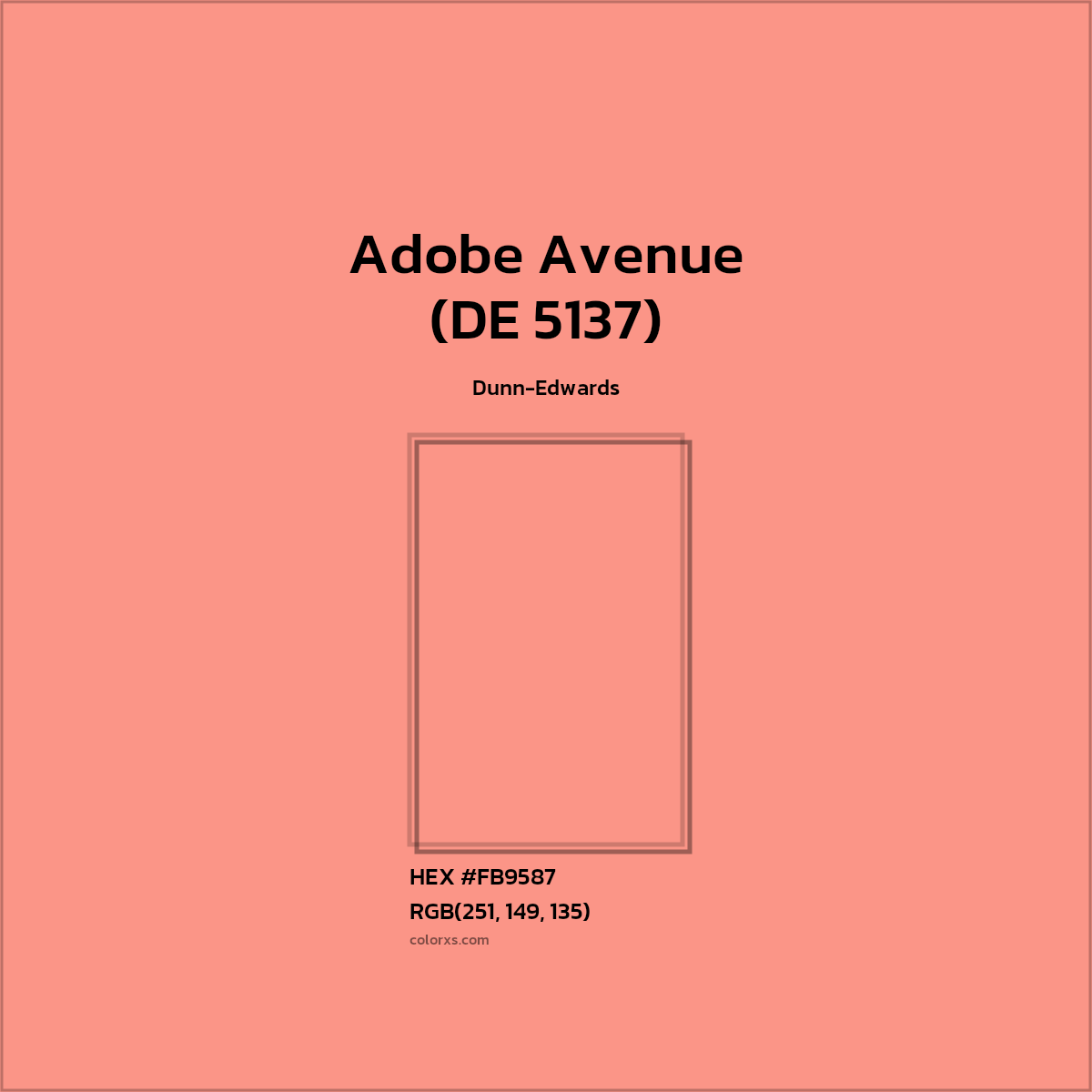 HEX #FB9587 Adobe Avenue (DE 5137) Paint Dunn-Edwards - Color Code