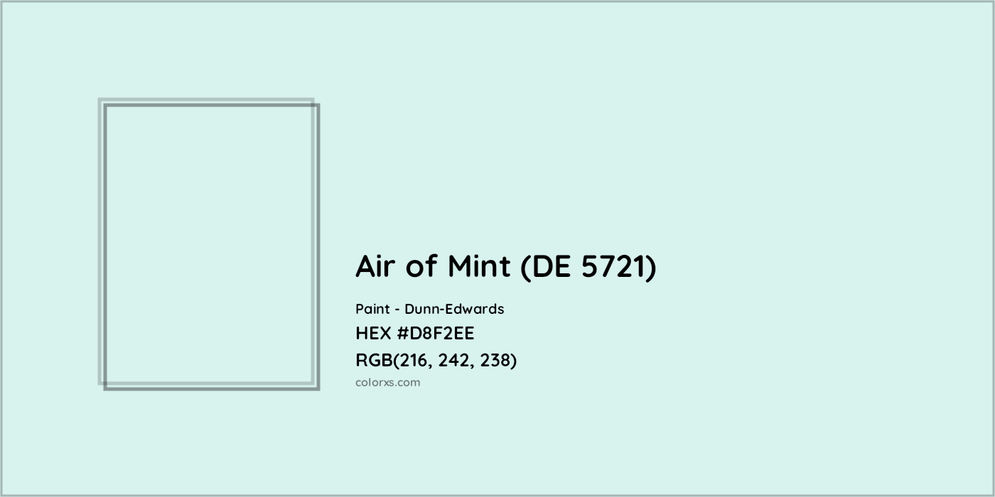 HEX #D8F2EE Air of Mint (DE 5721) Paint Dunn-Edwards - Color Code