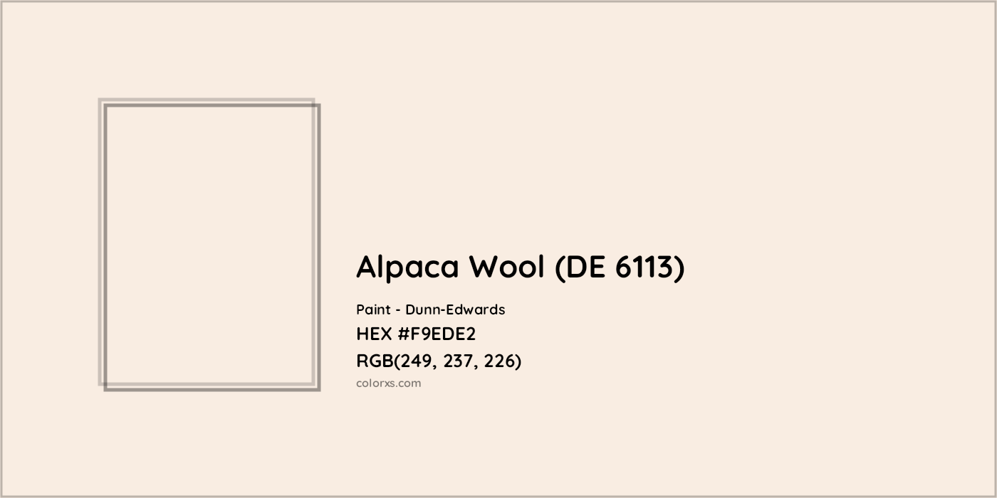 HEX #F9EDE2 Alpaca Wool (DE 6113) Paint Dunn-Edwards - Color Code