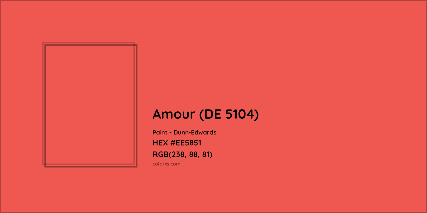 HEX #EE5851 Amour (DE 5104) Paint Dunn-Edwards - Color Code