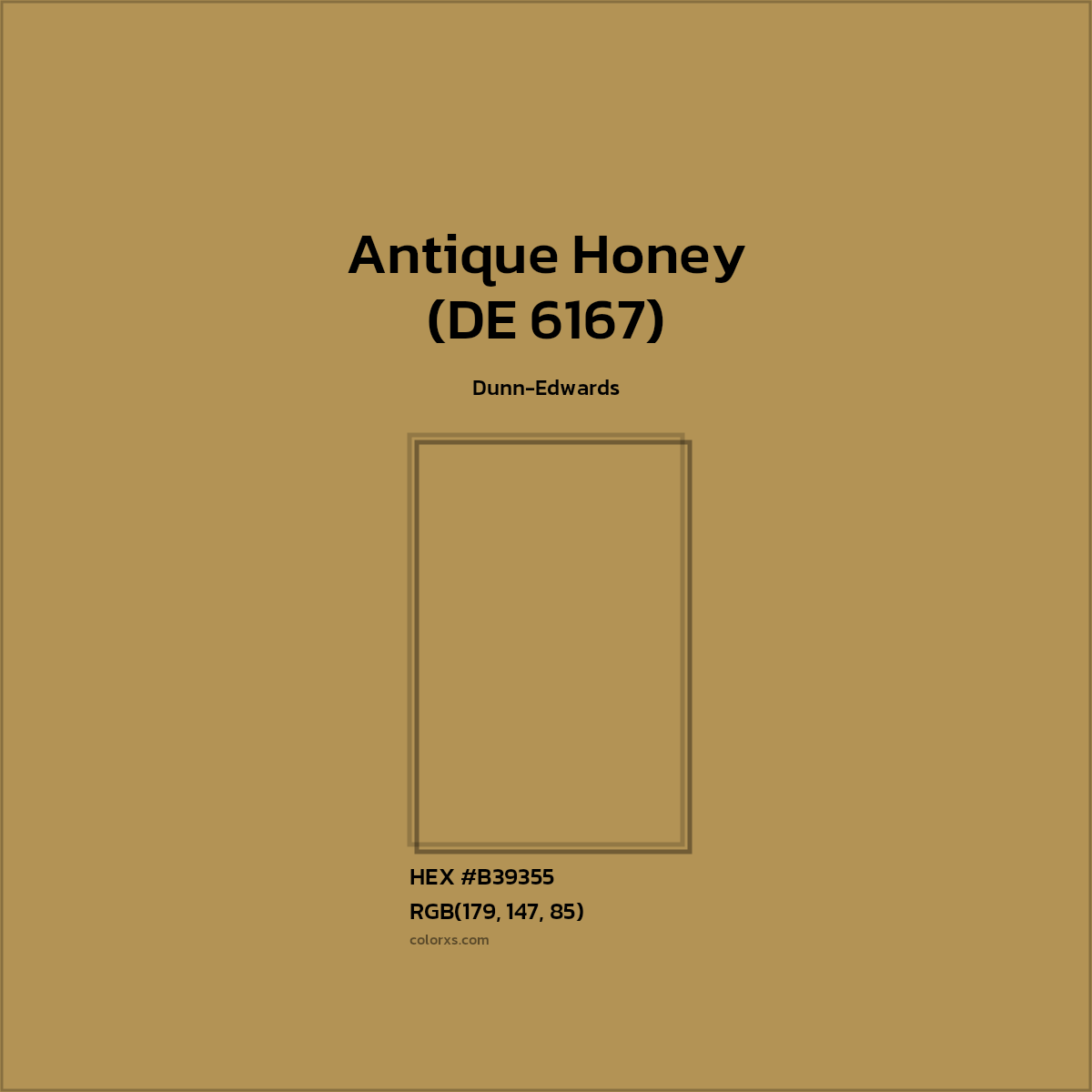 HEX #B39355 Antique Honey (DE 6167) Paint Dunn-Edwards - Color Code
