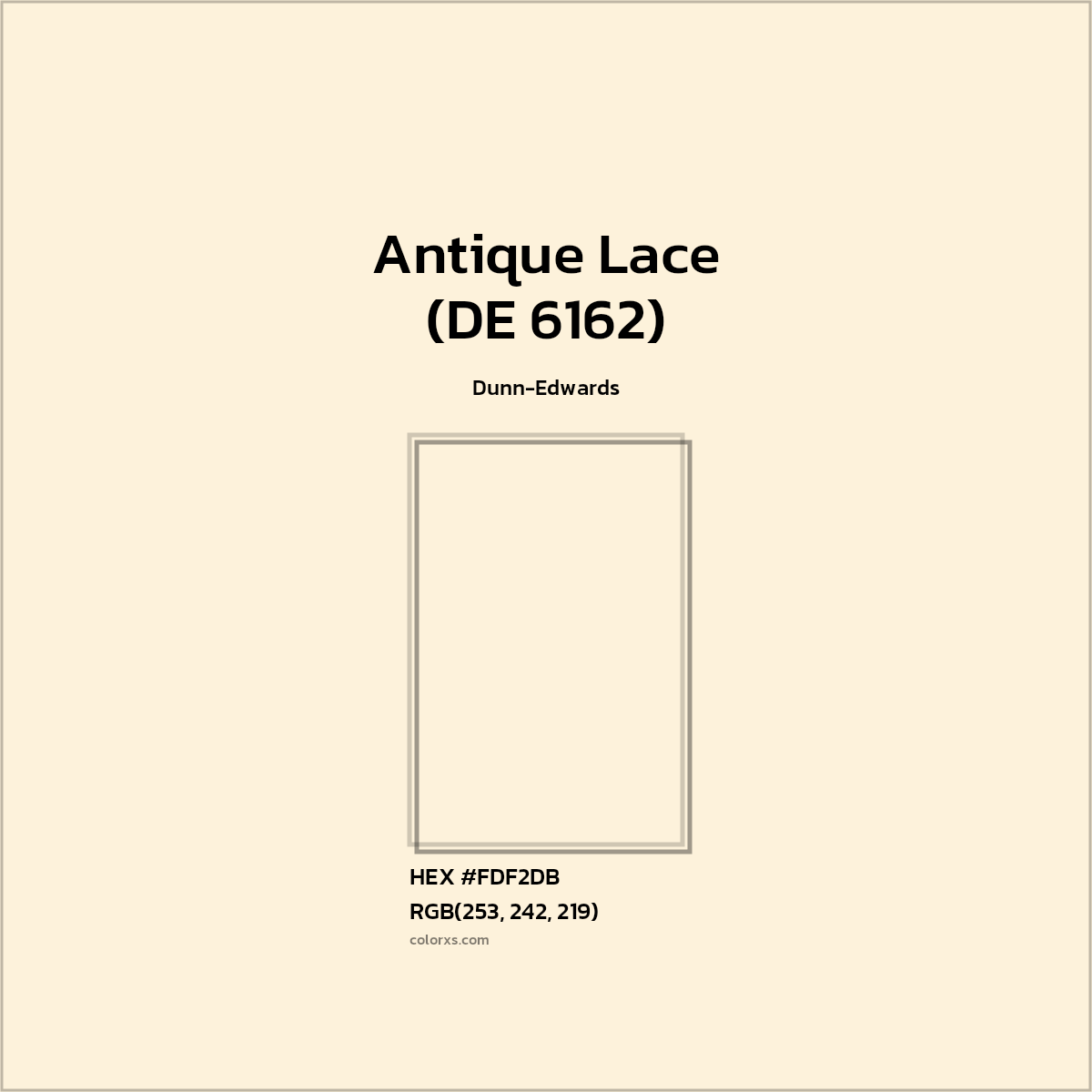 HEX #FDF2DB Antique Lace (DE 6162) Paint Dunn-Edwards - Color Code