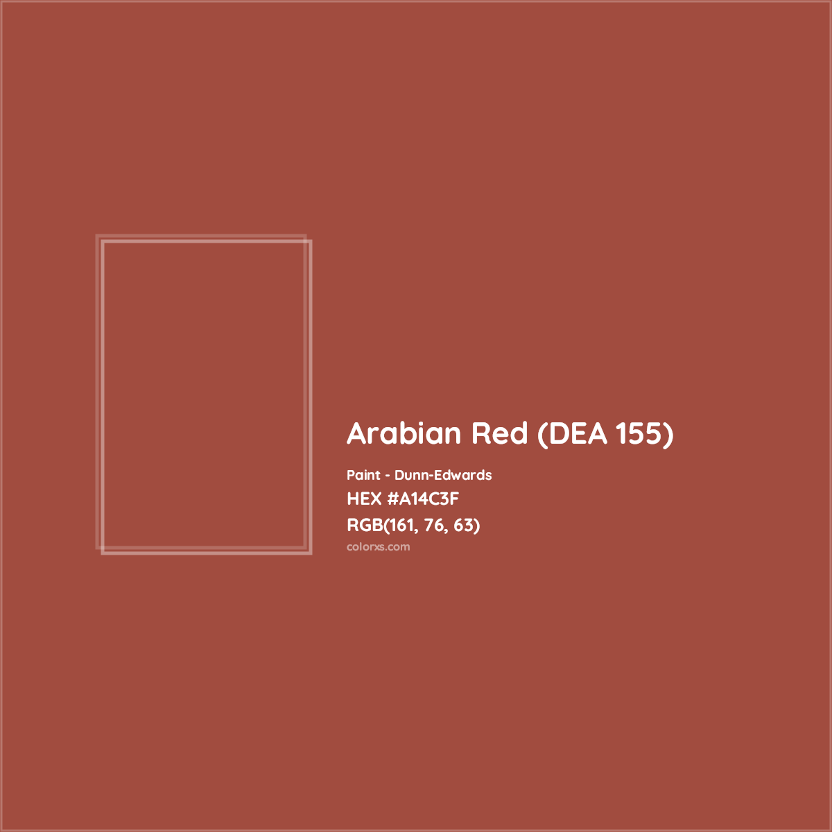 HEX #A14C3F Arabian Red (DEA 155) Paint Dunn-Edwards - Color Code
