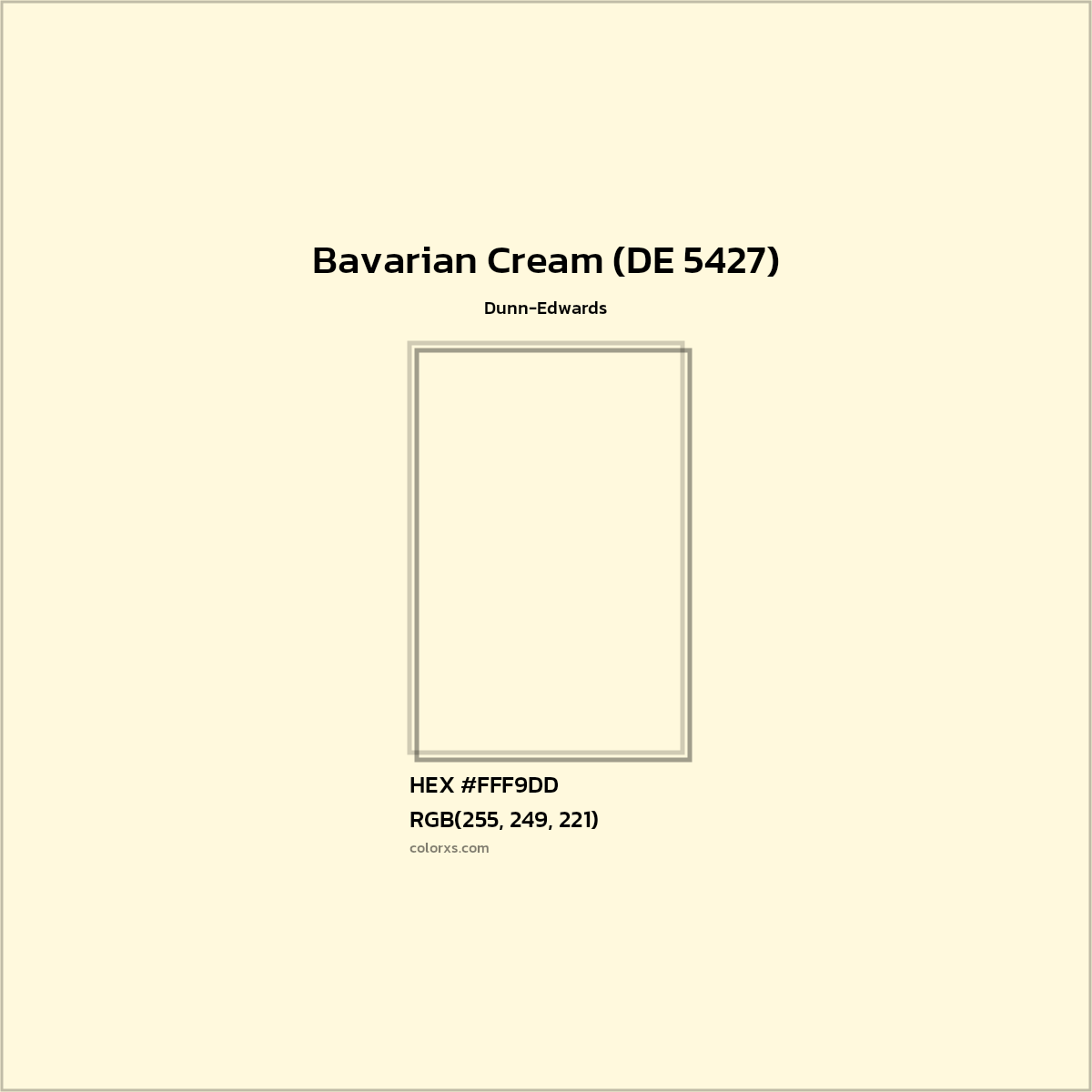 HEX #FFF9DD Bavarian Cream (DE 5427) Paint Dunn-Edwards - Color Code