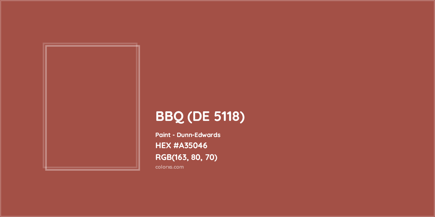 HEX #A35046 BBQ (DE 5118) Paint Dunn-Edwards - Color Code