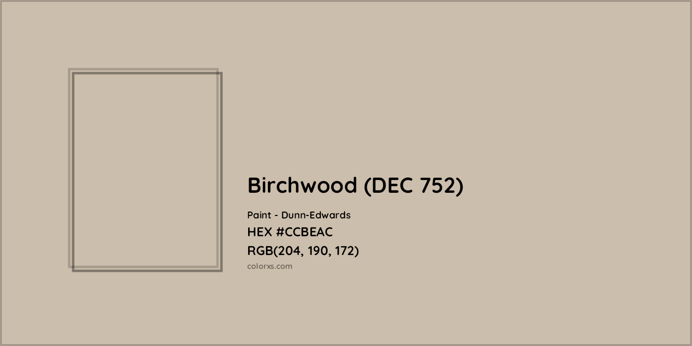HEX #CCBEAC Birchwood (DEC 752) Paint Dunn-Edwards - Color Code